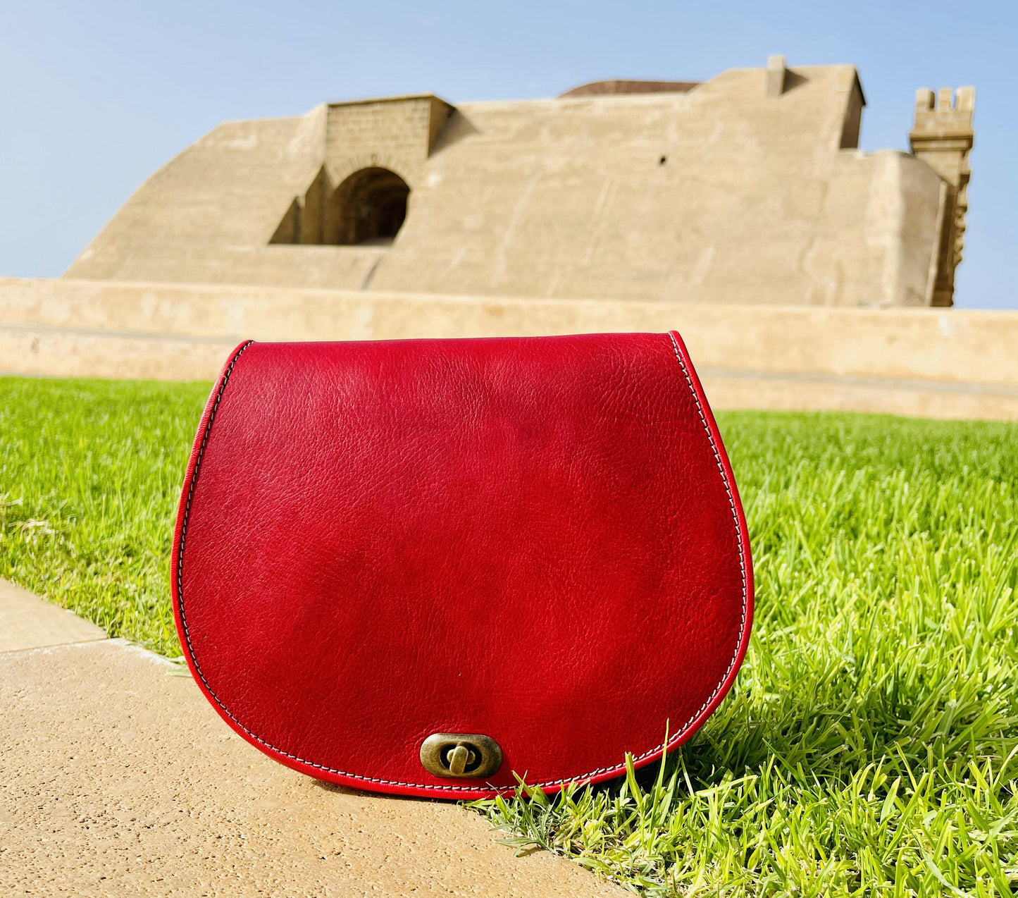 Moroccan Leather Bag, Genuine Leather Crossbody Bag, Moroccan Shoulder Bag, Women'S Leather Bag, Handmade Carved Leather Bag, Red Boho Bag