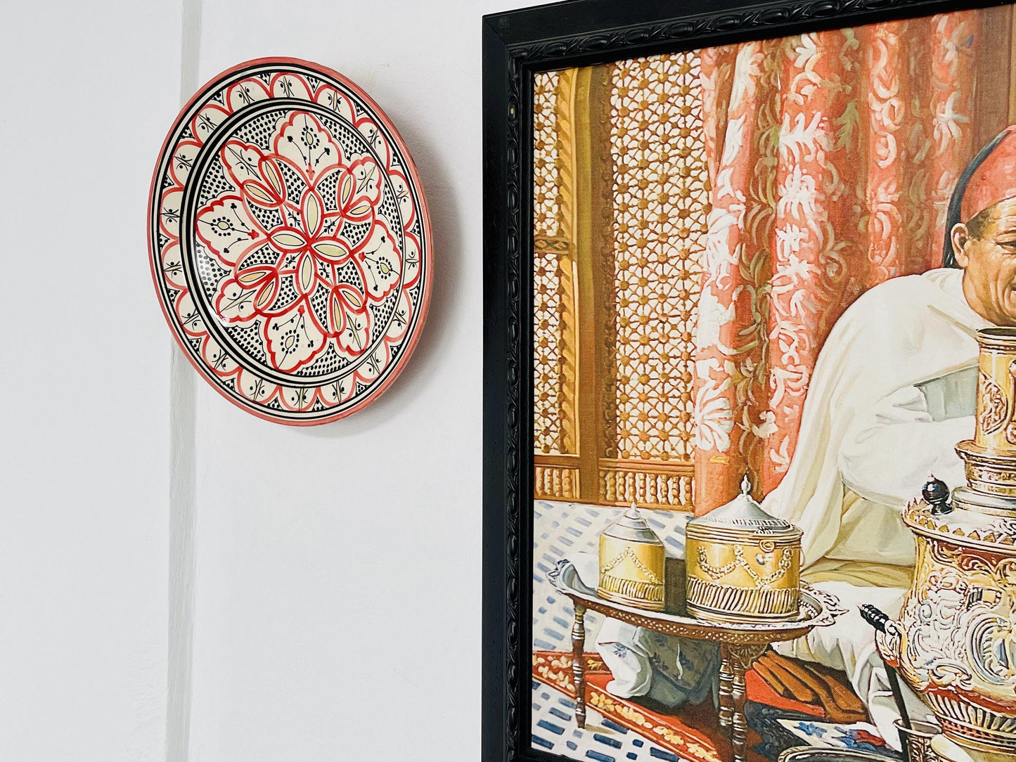 15 " Handmade Moroccan Hand-Painted Ceramic Plate , Home and Deco, Pottery Plate, Moroccan Wall Art, Very Beautiful Moroccan Antique Decor