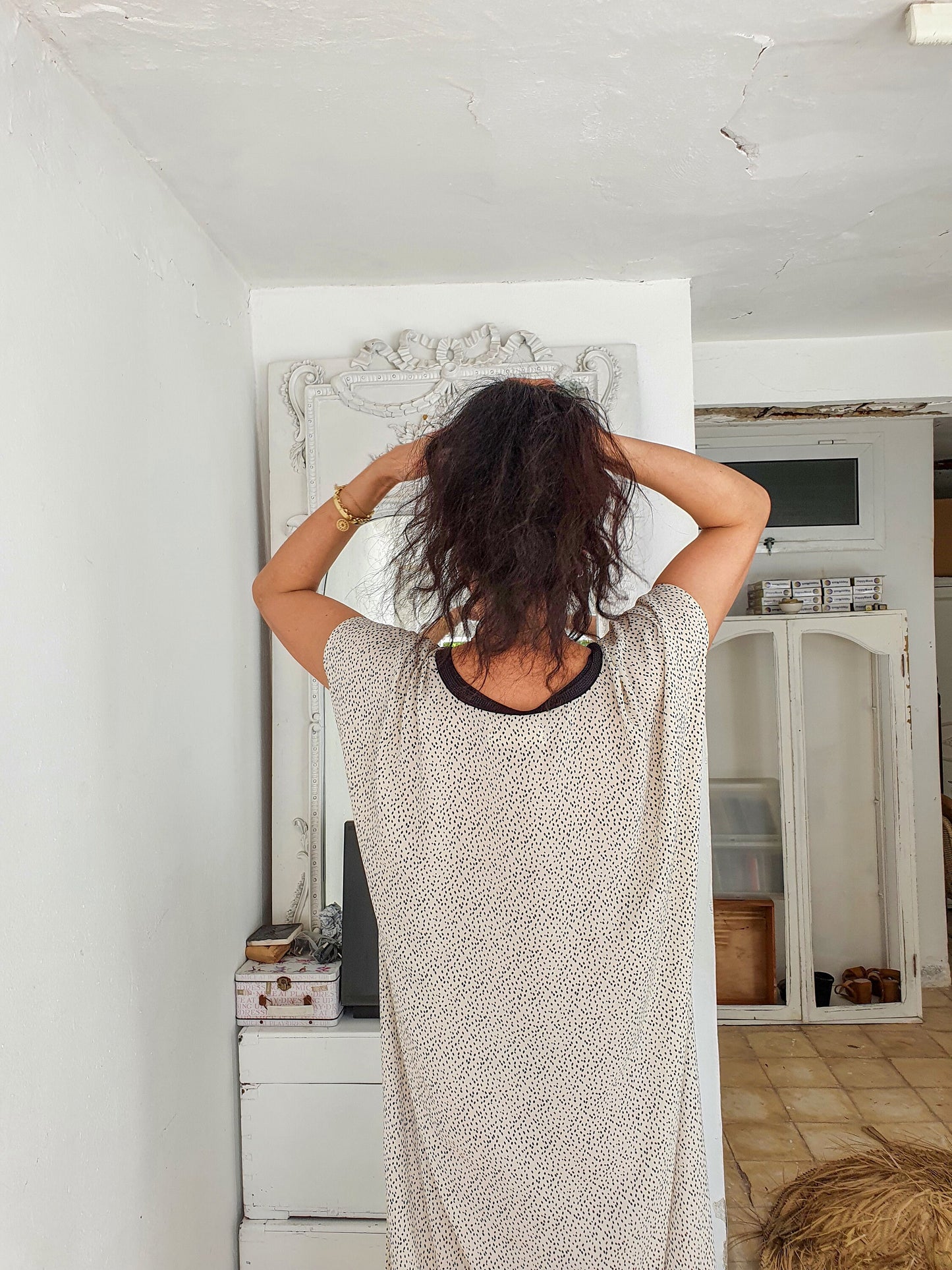 Moroccan Kaftan, Handmade Kaftan, Polka Dot Dress, Oversized Dress, Summer Dress, Maternity Dress, Caftan, Loose Dress