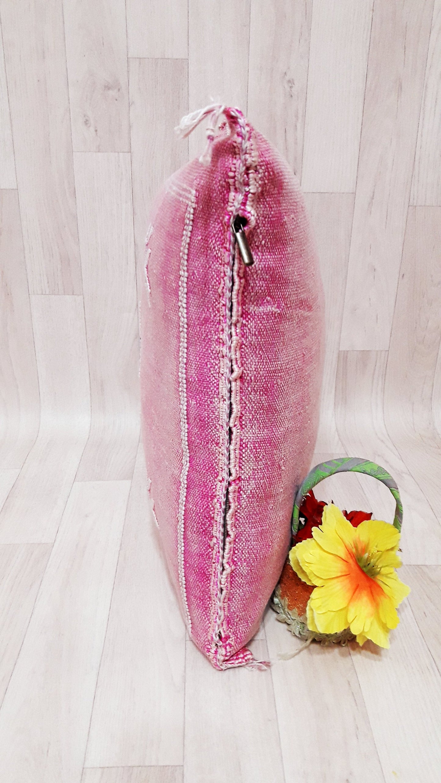 Cactus Silk Pillow Cover, Moroccan Boho Throw Pillow ,Hand Woven Berber Pillow, Sabra Cactus Silk Cushion Cover,Pillow,Cushion.Home Decor