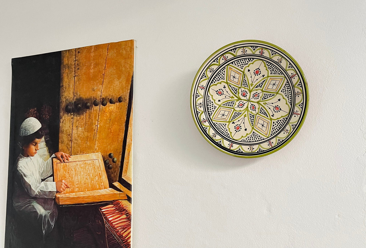 14"Large Ceramic Plate, Handmade and Hand-Painted Plate, Pottery Plate, Home and Deco, Moroccan Wall Art, Moroccan Antique Decor,Large Plate