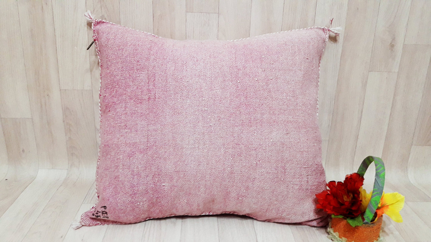 Yellow Cactus Silk Pillow Cover, Moroccan Boho Throw Pillow , Morocco Handmade Pillow, Sabra Cactus Silk Cushion,Home Decor