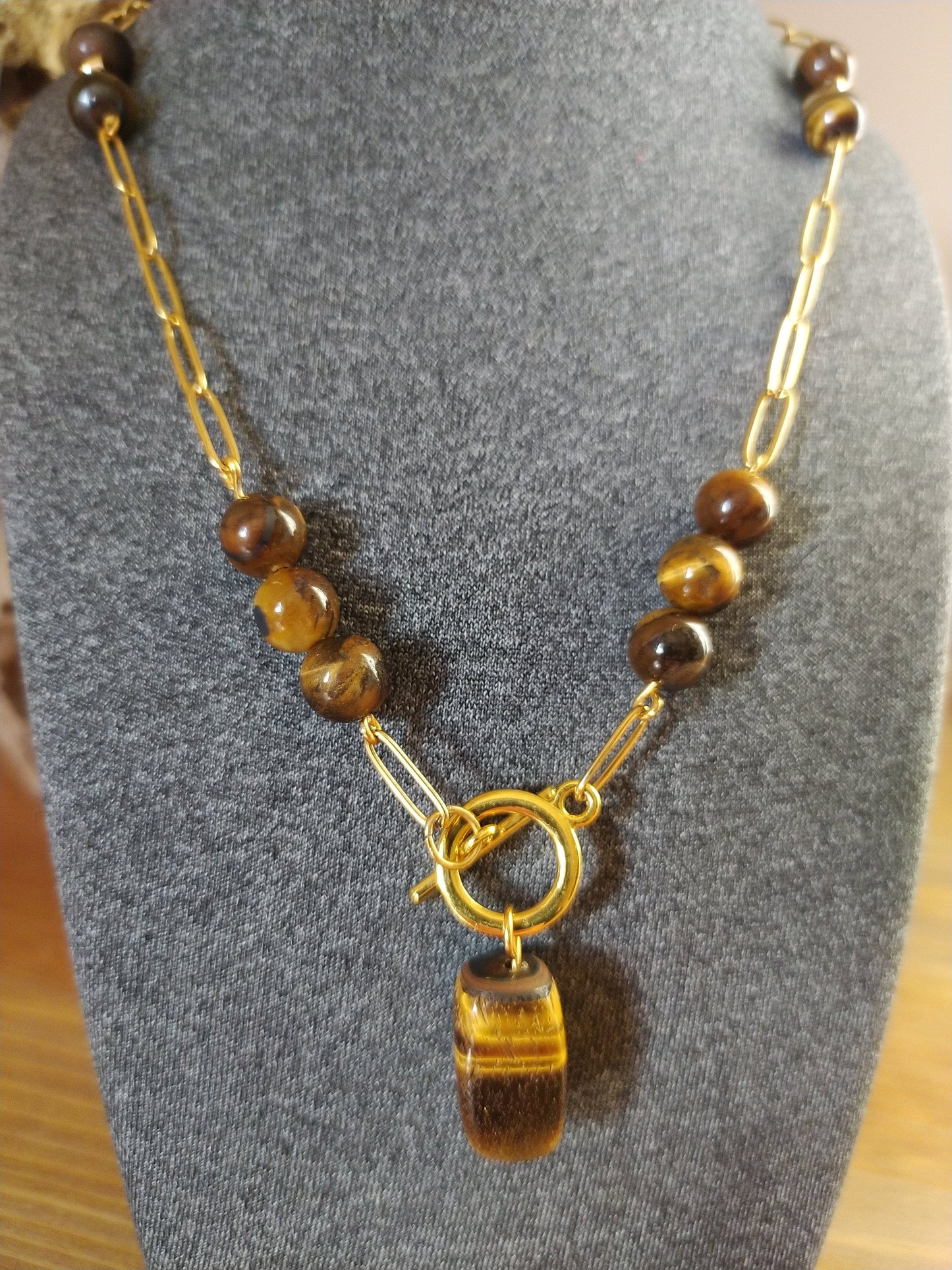Tiger'S Eye in Beautiful Necklace, an Exclusive Product Handmade and Natural Stones to Embellish Your Neck.