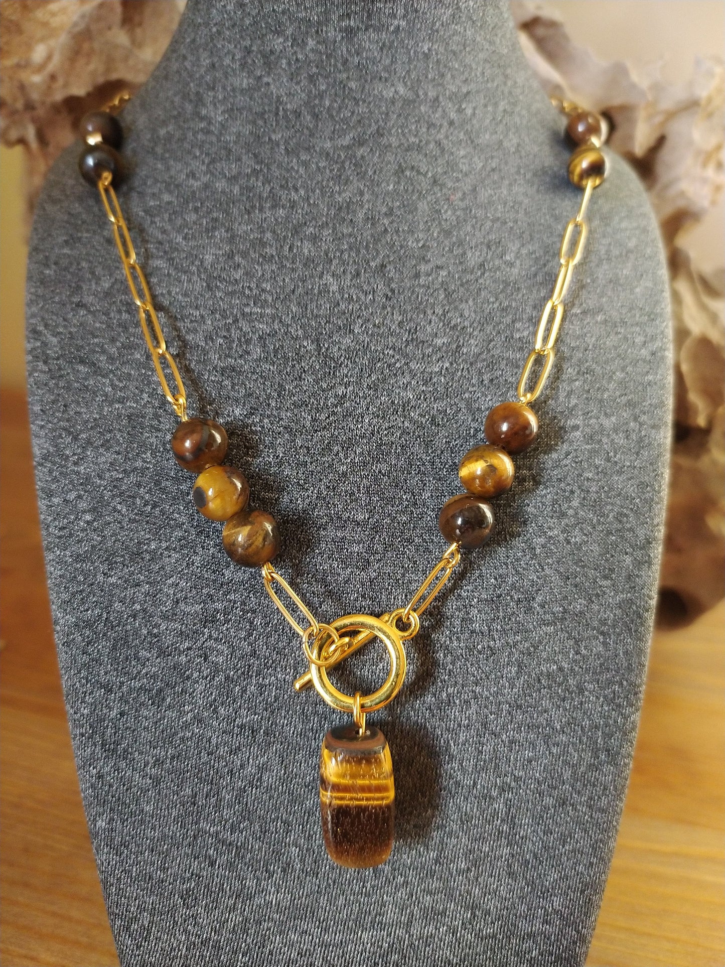 Tiger'S Eye in Beautiful Necklace, an Exclusive Product Handmade and Natural Stones to Embellish Your Neck.