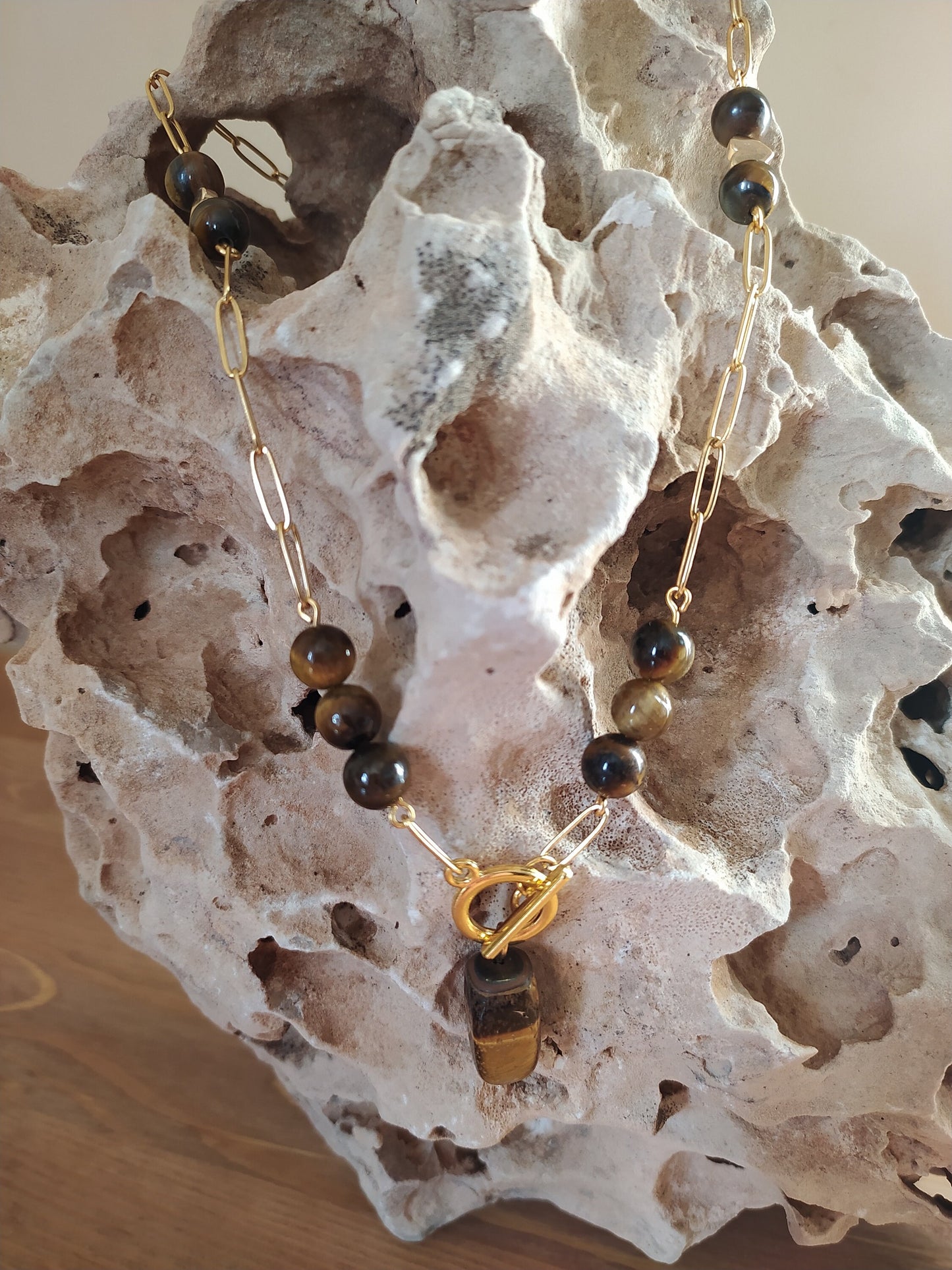 Tiger'S Eye in Beautiful Necklace, an Exclusive Product Handmade and Natural Stones to Embellish Your Neck.