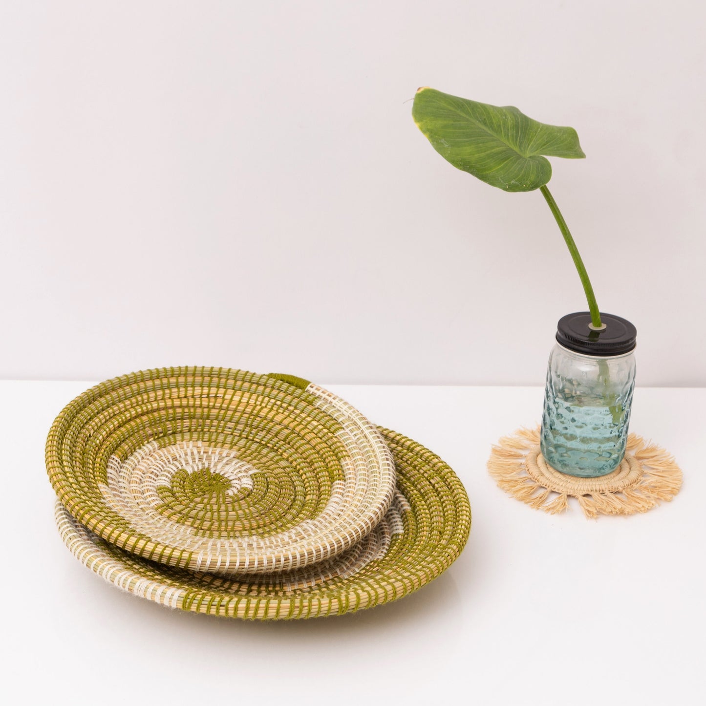 Decorative TRAY , Moroccan Snack Bowl, Storage Organizer , Bread Bowl ,Wall Decor, Wicker Storage