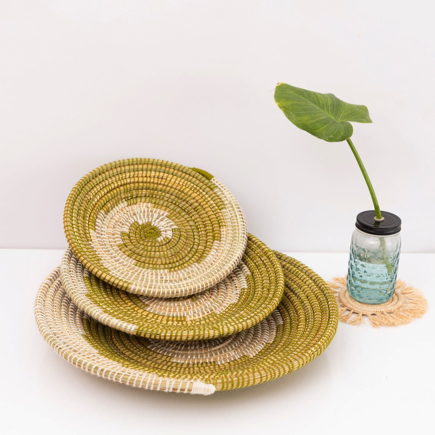 Decorative TRAY , Moroccan Snack Bowl, Storage Organizer , Bread Bowl ,Wall Decor, Wicker Storage