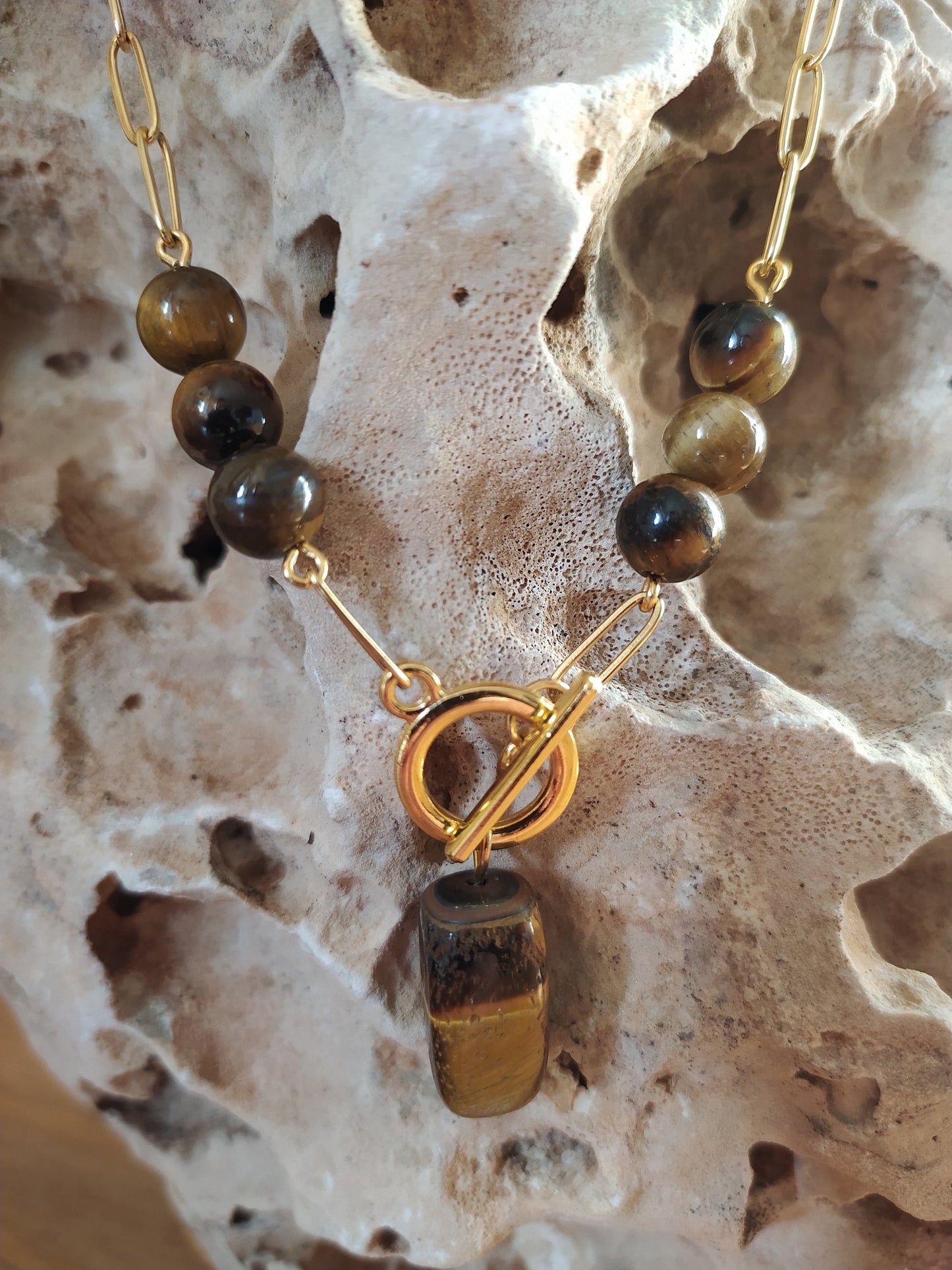 Tiger'S Eye in Beautiful Necklace, an Exclusive Product Handmade and Natural Stones to Embellish Your Neck.