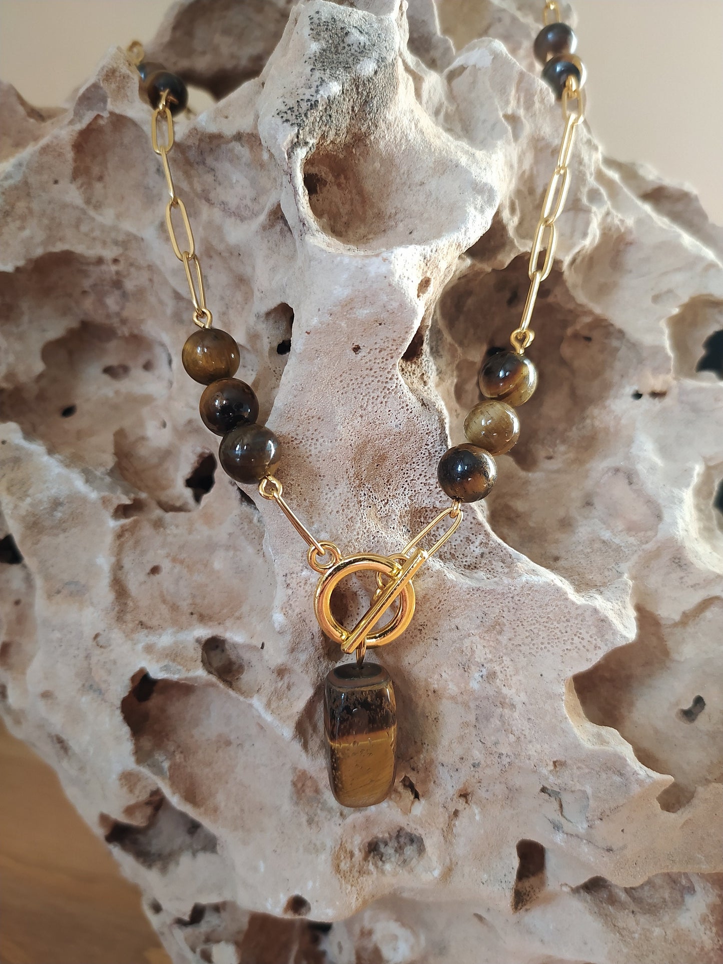 Tiger'S Eye in Beautiful Necklace, an Exclusive Product Handmade and Natural Stones to Embellish Your Neck.