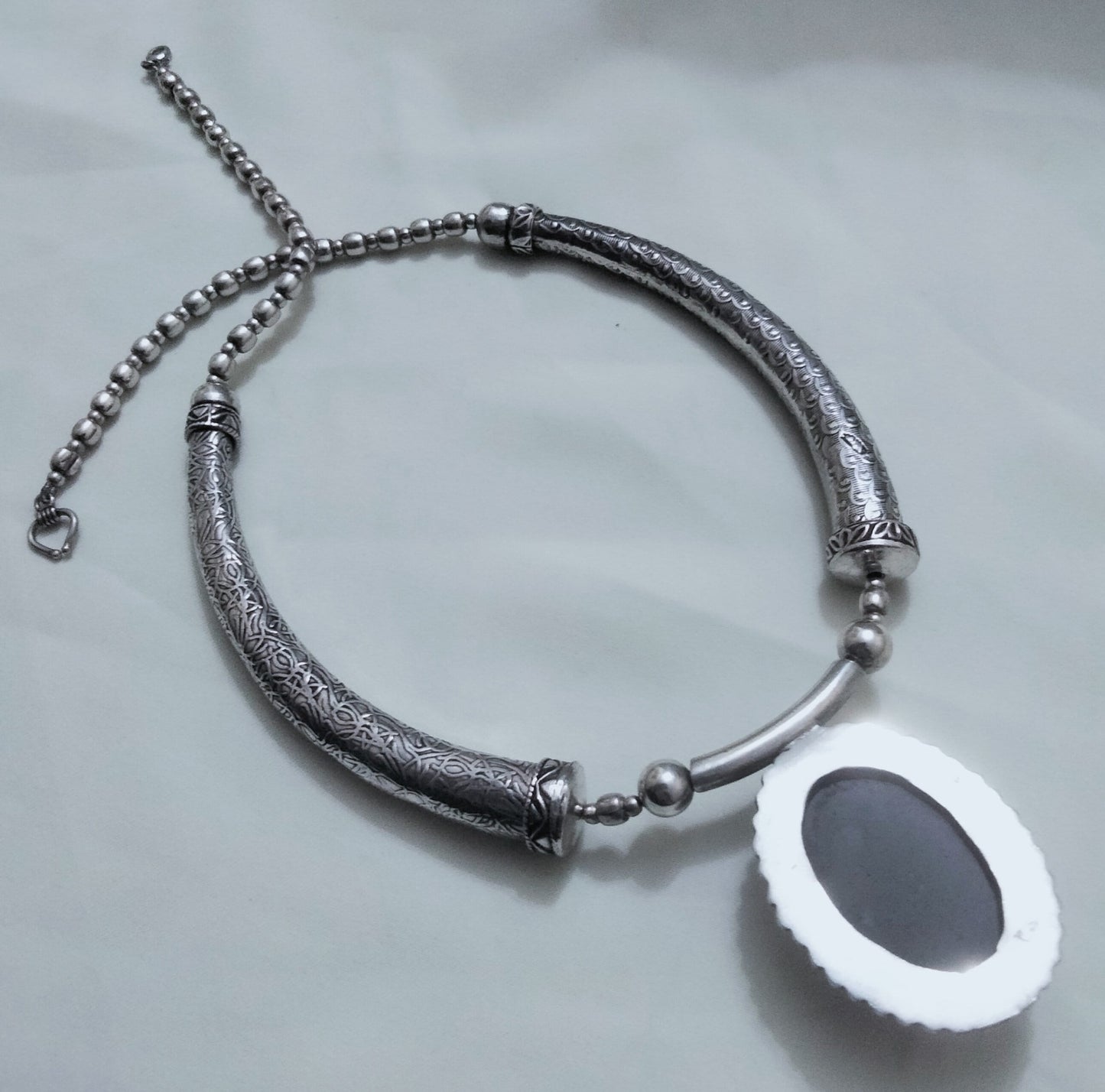 Sterling Silver Necklace with a Pretty Amethyst Stone, Berber Necklace, Sterling Silver Choker Necklace, Berber Jewelry, Boho.