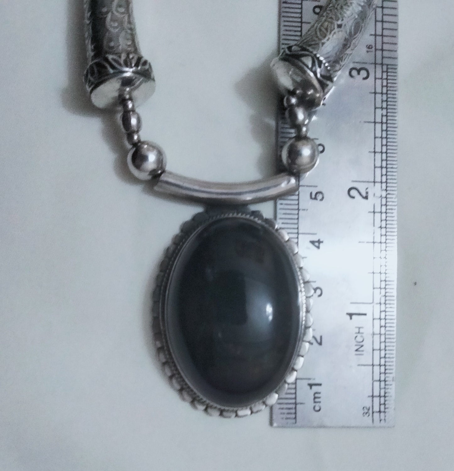 Sterling Silver Necklace with a Pretty Amethyst Stone, Berber Necklace, Sterling Silver Choker Necklace, Berber Jewelry, Boho.