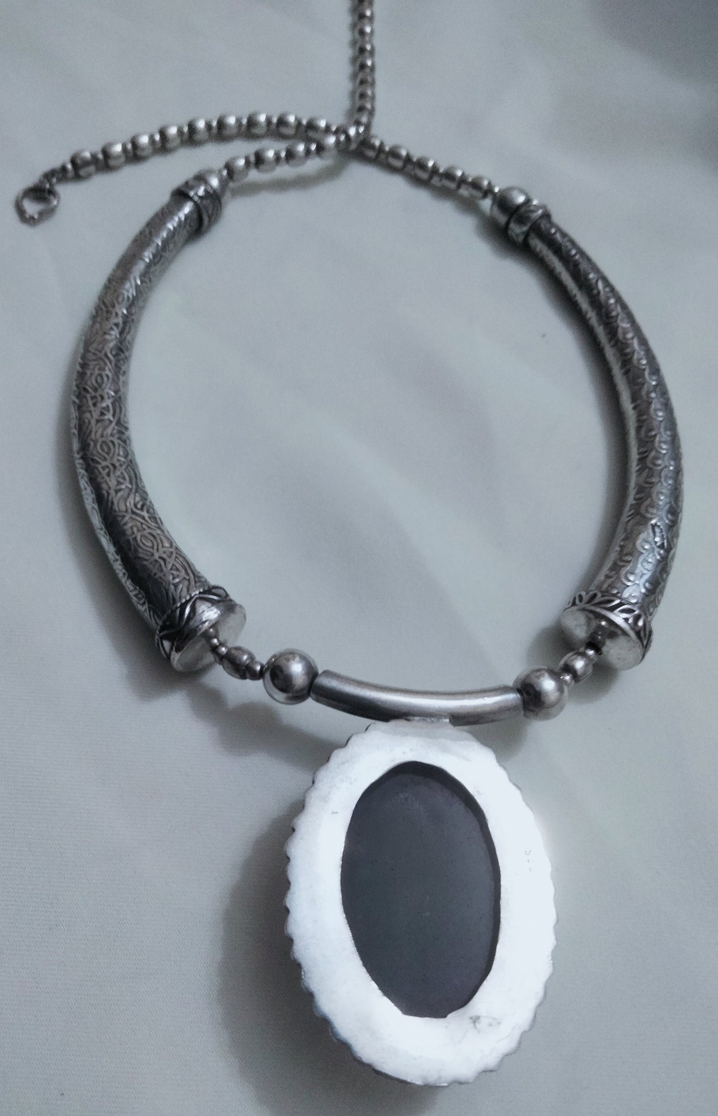 Sterling Silver Necklace with a Pretty Amethyst Stone, Berber Necklace, Sterling Silver Choker Necklace, Berber Jewelry, Boho.