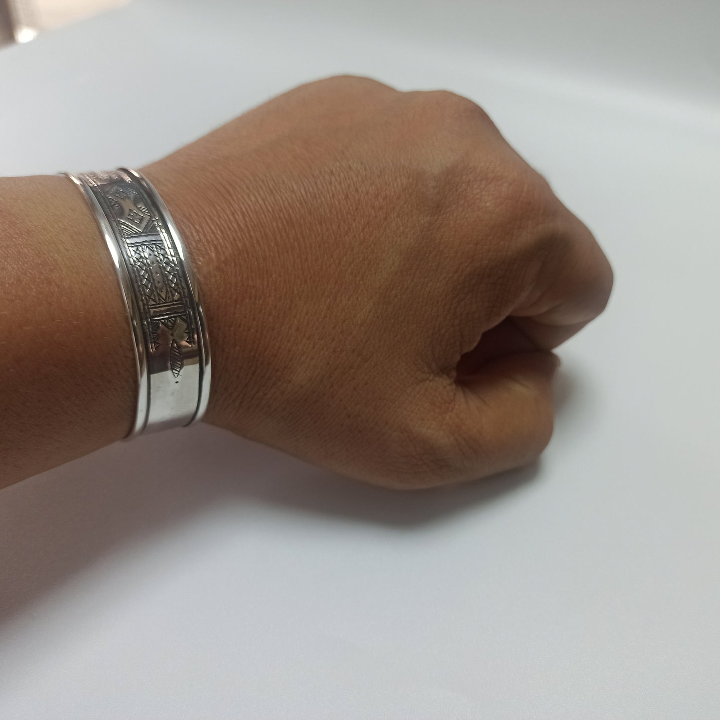 Tuareg Jewelery , Tuareg Moroccan Bracelet with Ethnic Tuareg Engraving in 925 Silver, , Unique Jewelry, Mens Gift