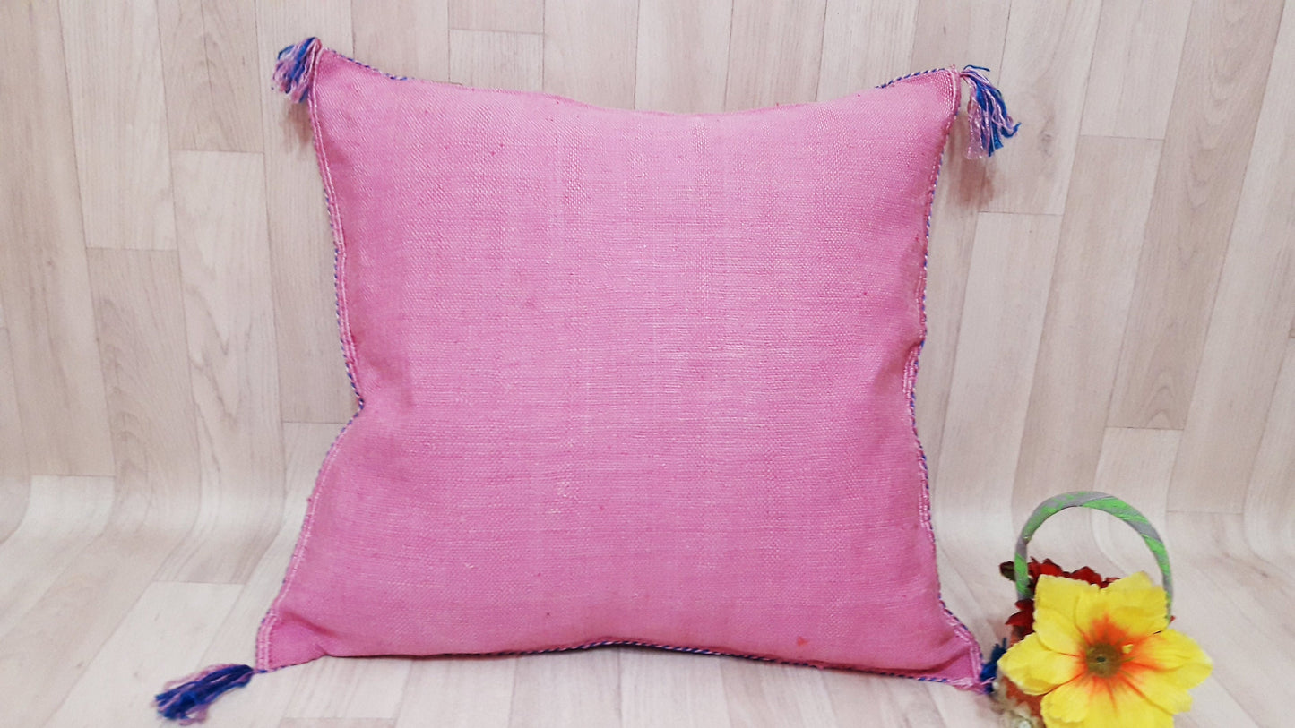 Cactus Silk Pillow Cover, Moroccan Boho Throw Pillow ,Hand Woven Berber Pillow, Sabra Cactus Silk Cushion Cover,Pillow,Cushion.Home Decor