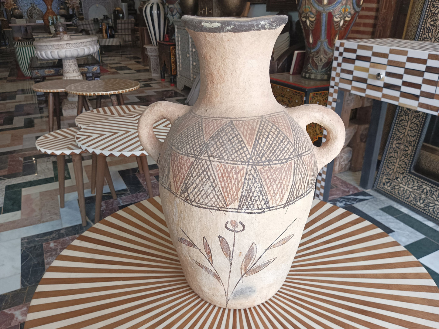 Vintage African Handmade Argil Decor Vase