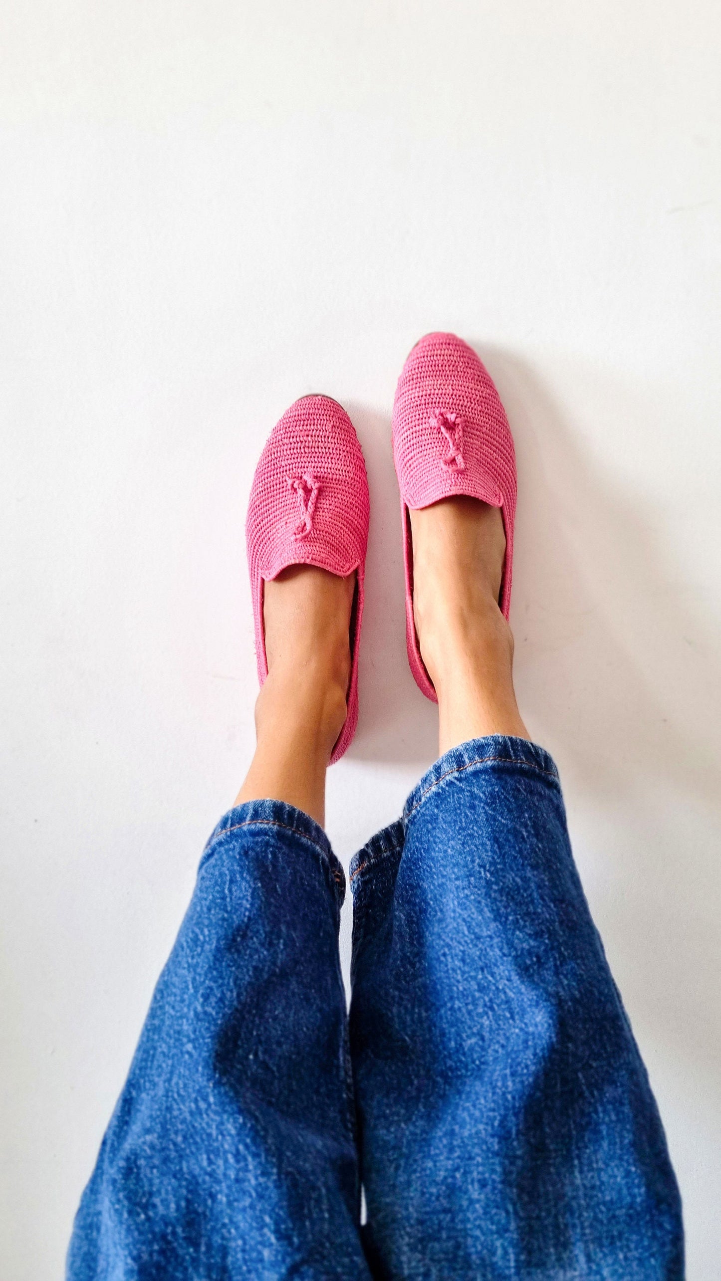 Ready to Ship Raffia Shoes Pink Handmade Raffia Loafer, Moroccan Shoes, Gift for Her