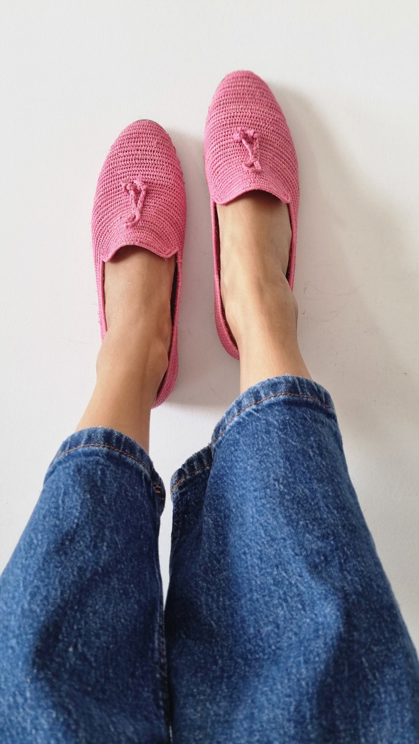 Ready to Ship Raffia Shoes Pink Handmade Raffia Loafer, Moroccan Shoes, Gift for Her