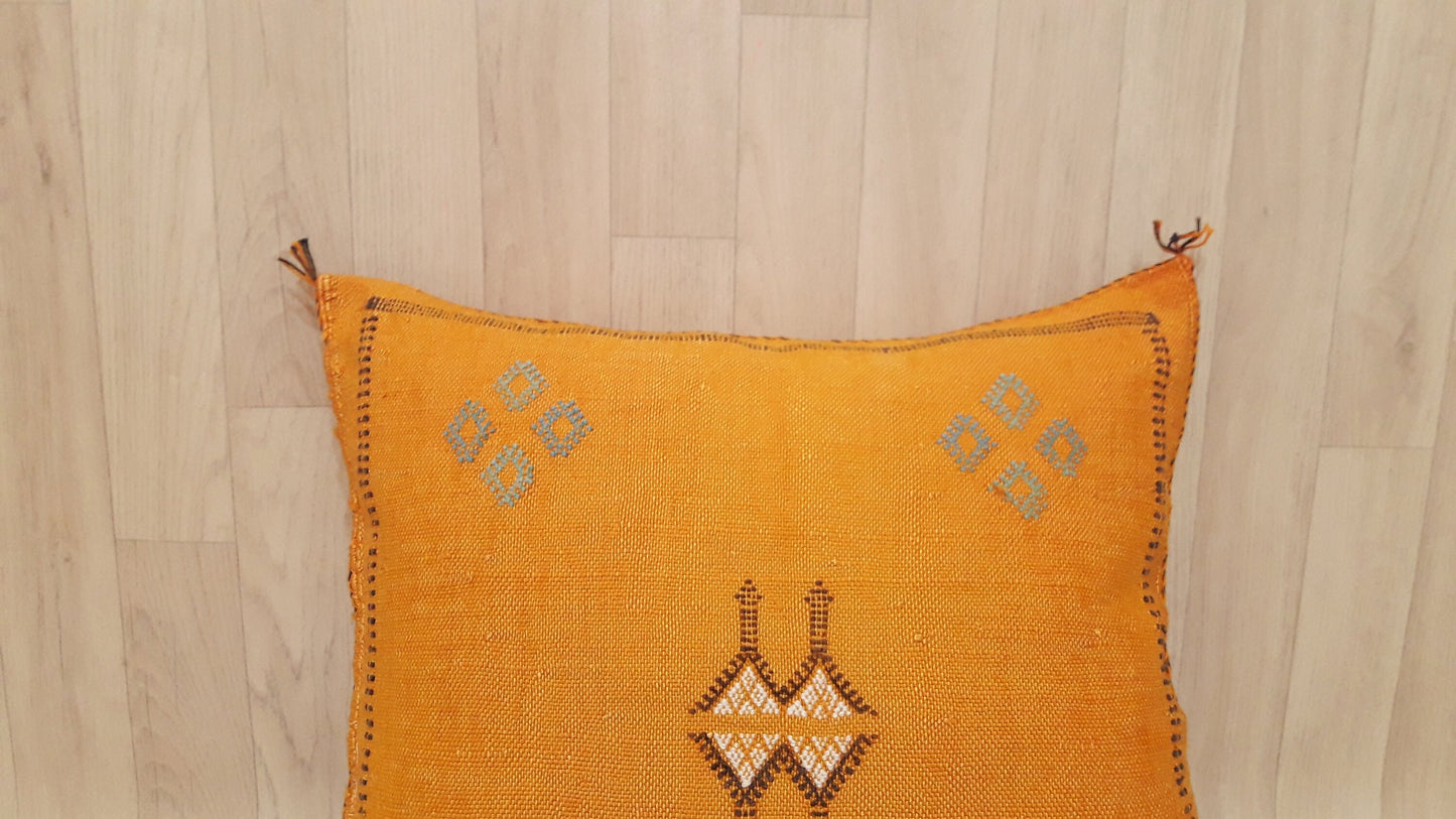 Cactus Silk Pillow Cover, Moroccan Boho Throw Pillow ,Hand Woven Berber Pillow, Sabra Cactus Silk Cushion Cover,Pillow,Cushion.Home Decor