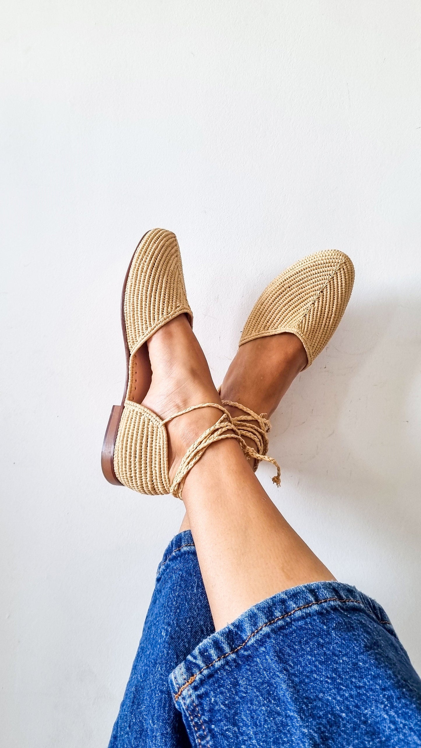 Raffia Shoes Handmade Sandals Summer Mules Moroccan Shoes Raphia Flats Babouch