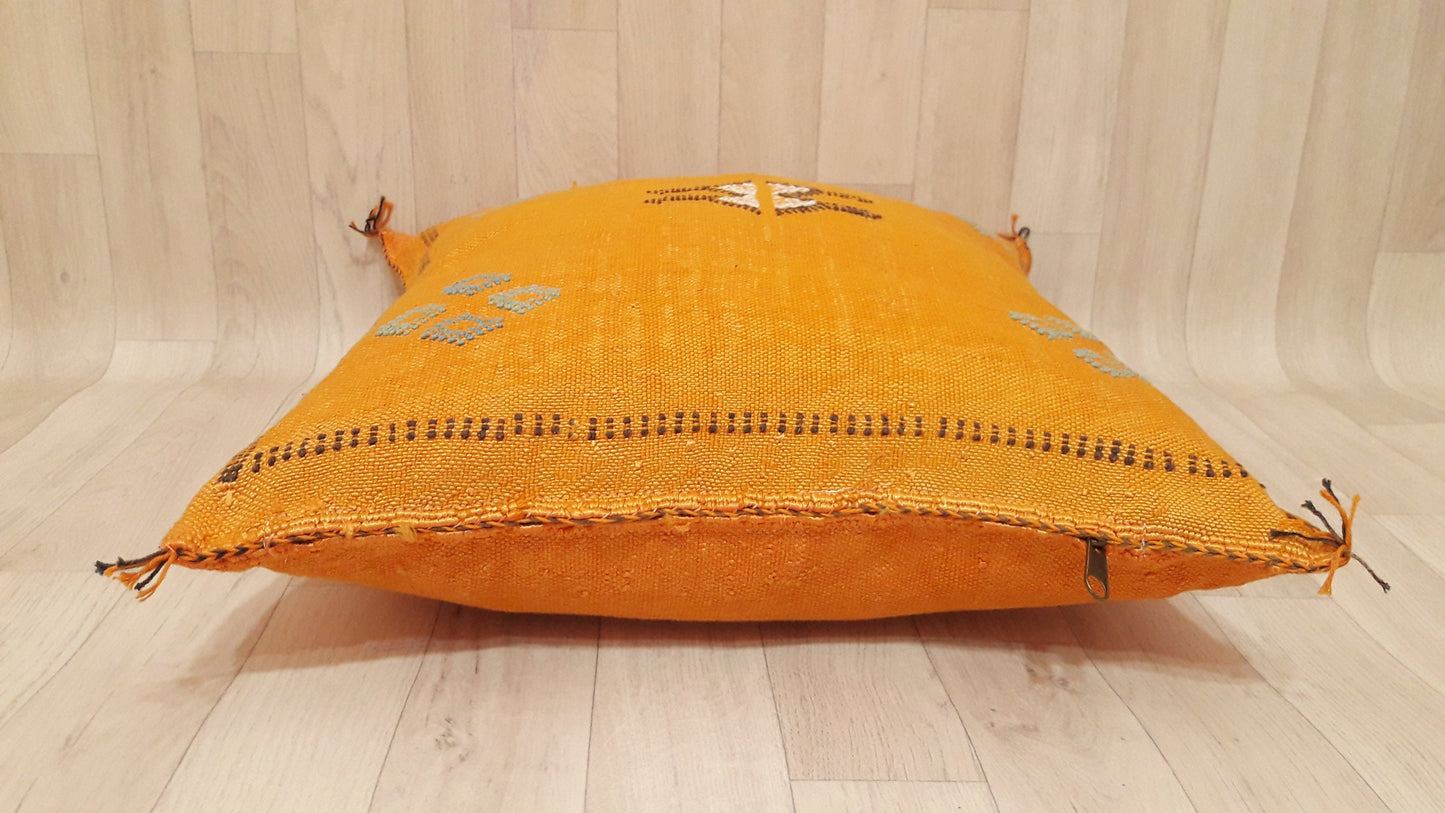 Cactus Silk Pillow Cover, Moroccan Boho Throw Pillow ,Hand Woven Berber Pillow, Sabra Cactus Silk Cushion Cover,Pillow,Cushion.Home Decor