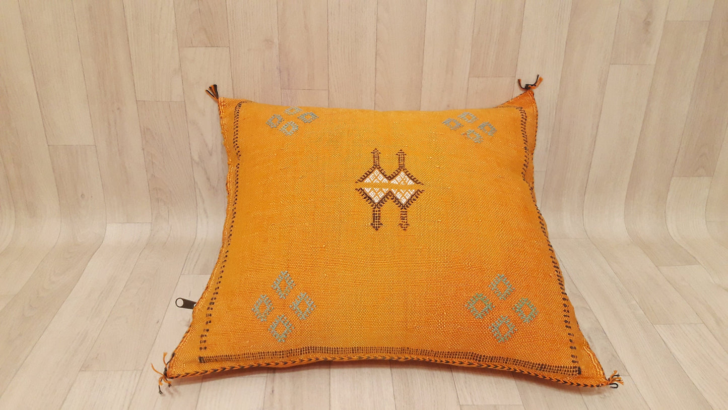 Cactus Silk Pillow Cover, Moroccan Boho Throw Pillow ,Hand Woven Berber Pillow, Sabra Cactus Silk Cushion Cover,Pillow,Cushion.Home Decor