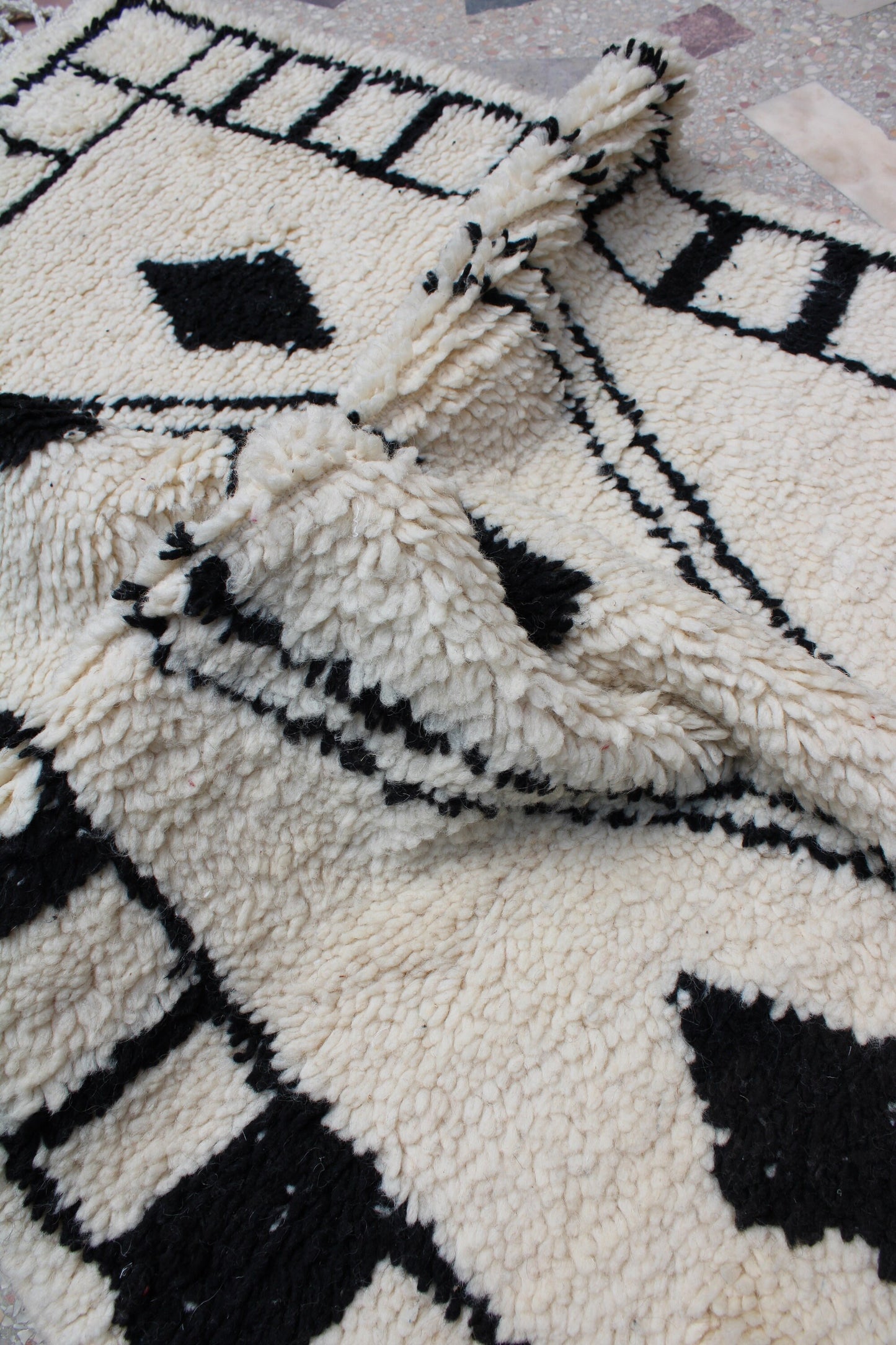 Morroccan Rug 3X5, Berber Teppich, Moroccan Rug Small, Black & White Moroccan Rug Beni Ourain, Hand-Knotted Wool Rug, Marokkanischer Teppich