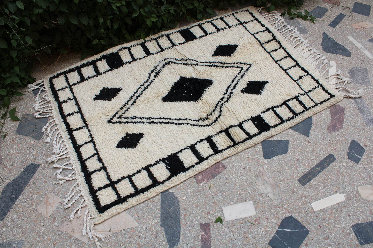 Morroccan Rug 3X5, Berber Teppich, Moroccan Rug Small, Black & White Moroccan Rug Beni Ourain, Hand-Knotted Wool Rug, Marokkanischer Teppich