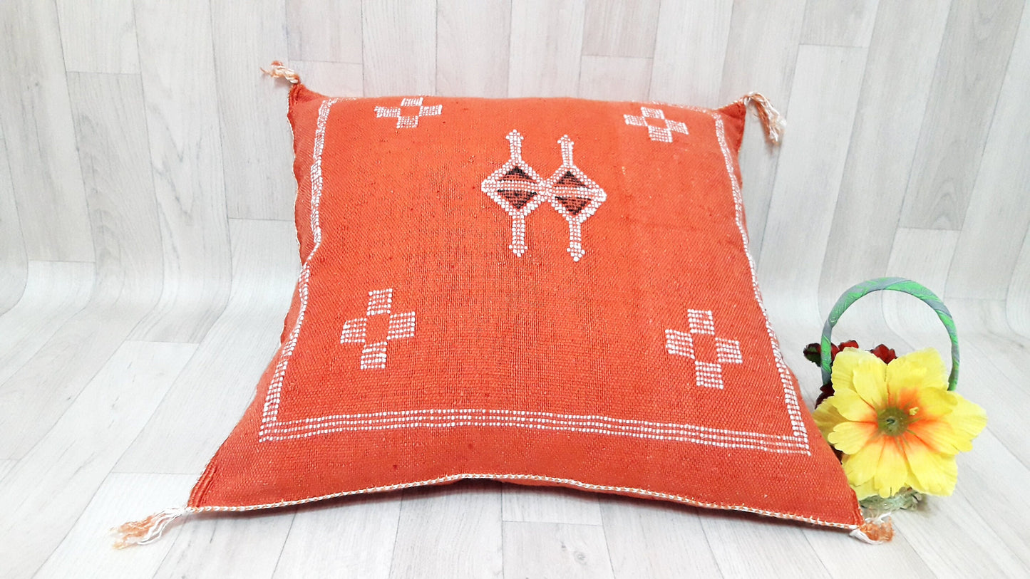 Orange Cactus Silk Pillow Cover, Moroccan Sabra Cushion Cover , Boho Pillow, Sabra Cactus Silk Cushion,Decorative Sabra Silk Pillow