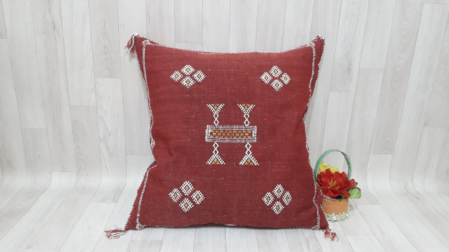 Cactus Silk Lumbar Pillow Cover - Sabra Cushion - Handmade Morocco Pillow -Boho Pillow-Moroccan Pillow-Pillows-Sabra Pillow-Home Decor