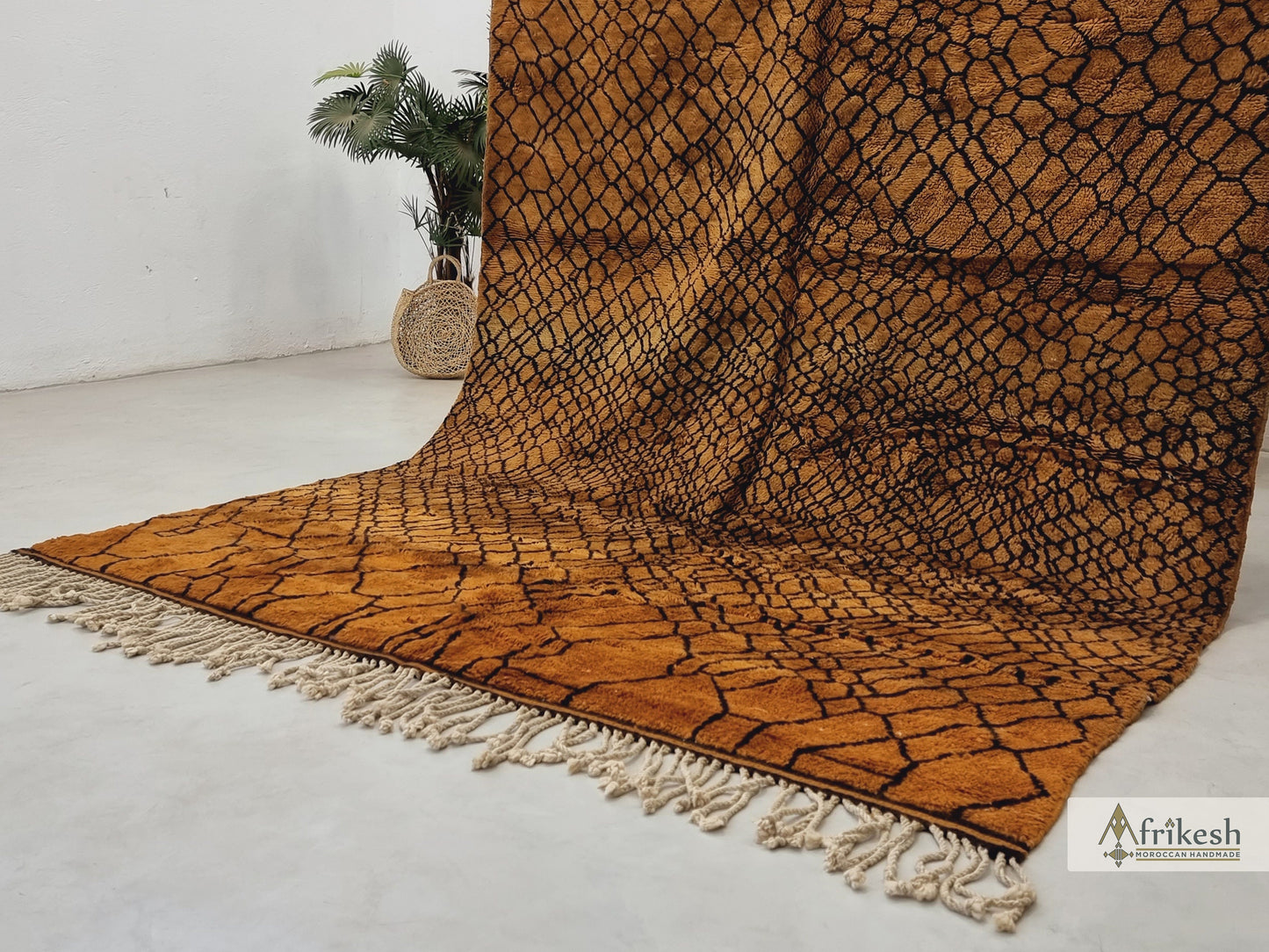 STUNNING MRIRT RUG, Handmade Wool Rug, Luxury Moroccan Rug, Hand-Woven Brown Rug, Soft High Quality Area Rug, Custom Made Berber Carpet.