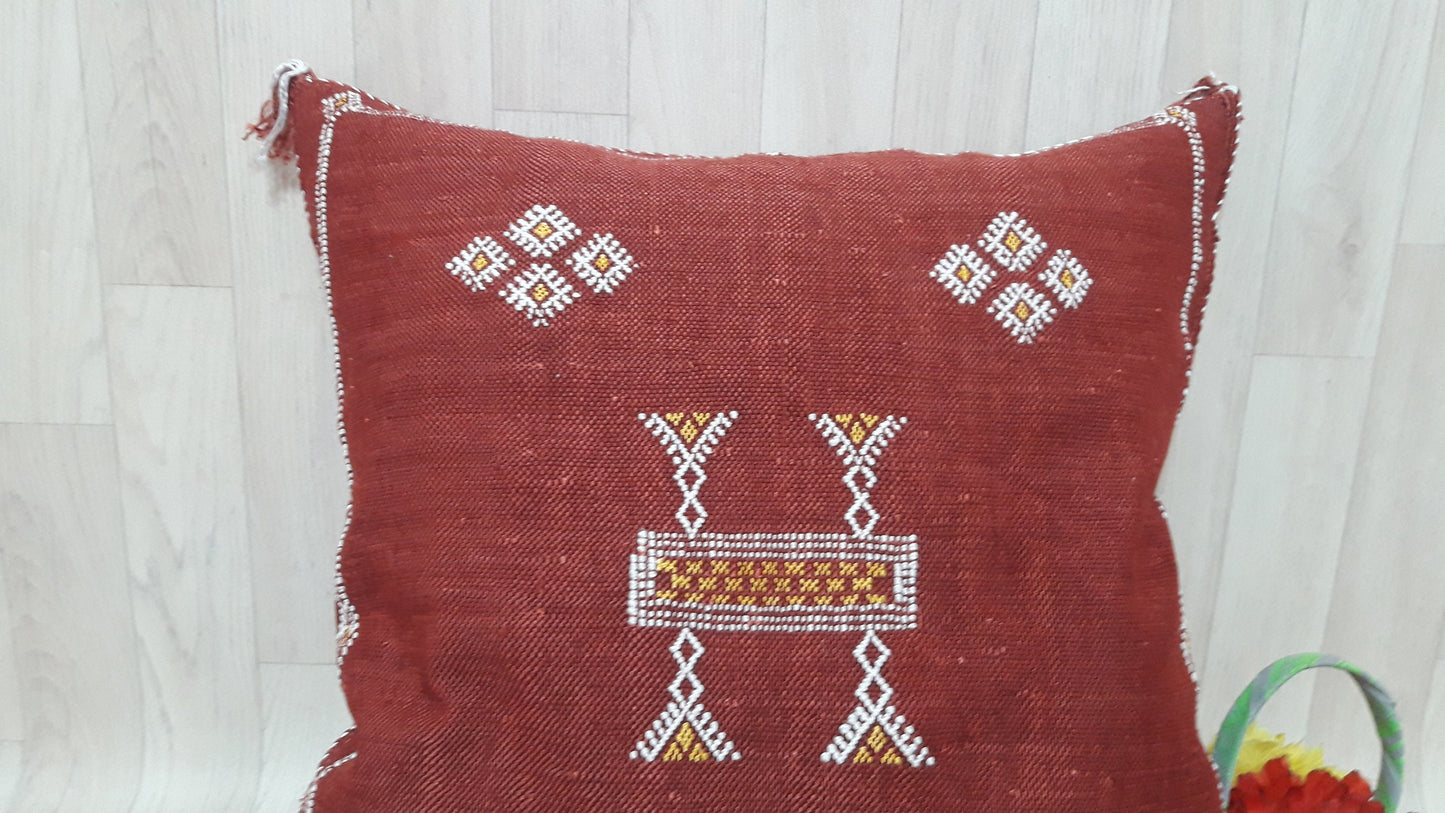 Cactus Silk Lumbar Pillow Cover - Sabra Cushion - Handmade Morocco Pillow -Boho Pillow-Moroccan Pillow-Pillows-Sabra Pillow-Home Decor