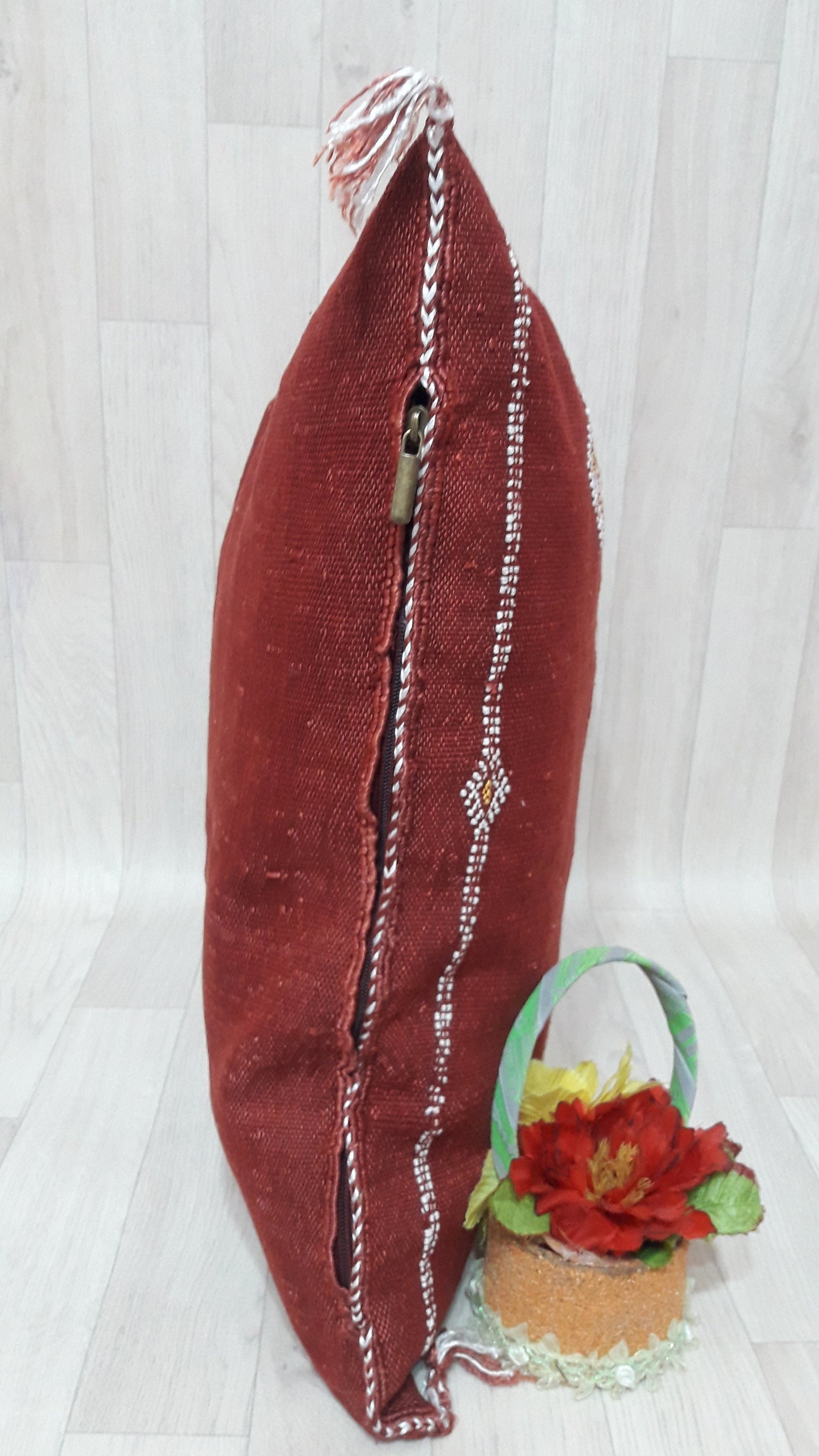 Cactus Silk Lumbar Pillow Cover - Sabra Cushion - Handmade Morocco Pillow -Boho Pillow-Moroccan Pillow-Pillows-Sabra Pillow-Home Decor