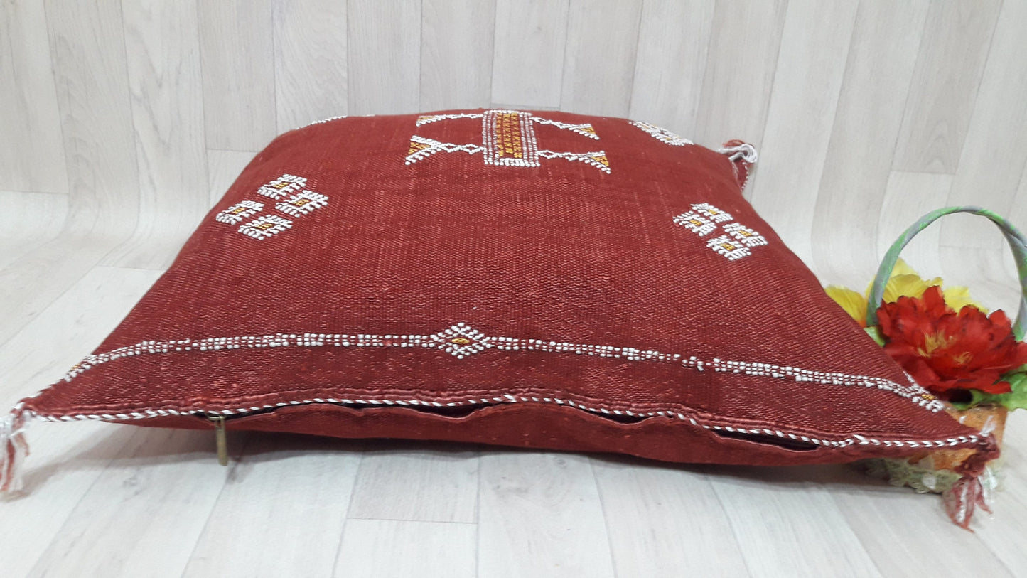 Cactus Silk Lumbar Pillow Cover - Sabra Cushion - Handmade Morocco Pillow -Boho Pillow-Moroccan Pillow-Pillows-Sabra Pillow-Home Decor