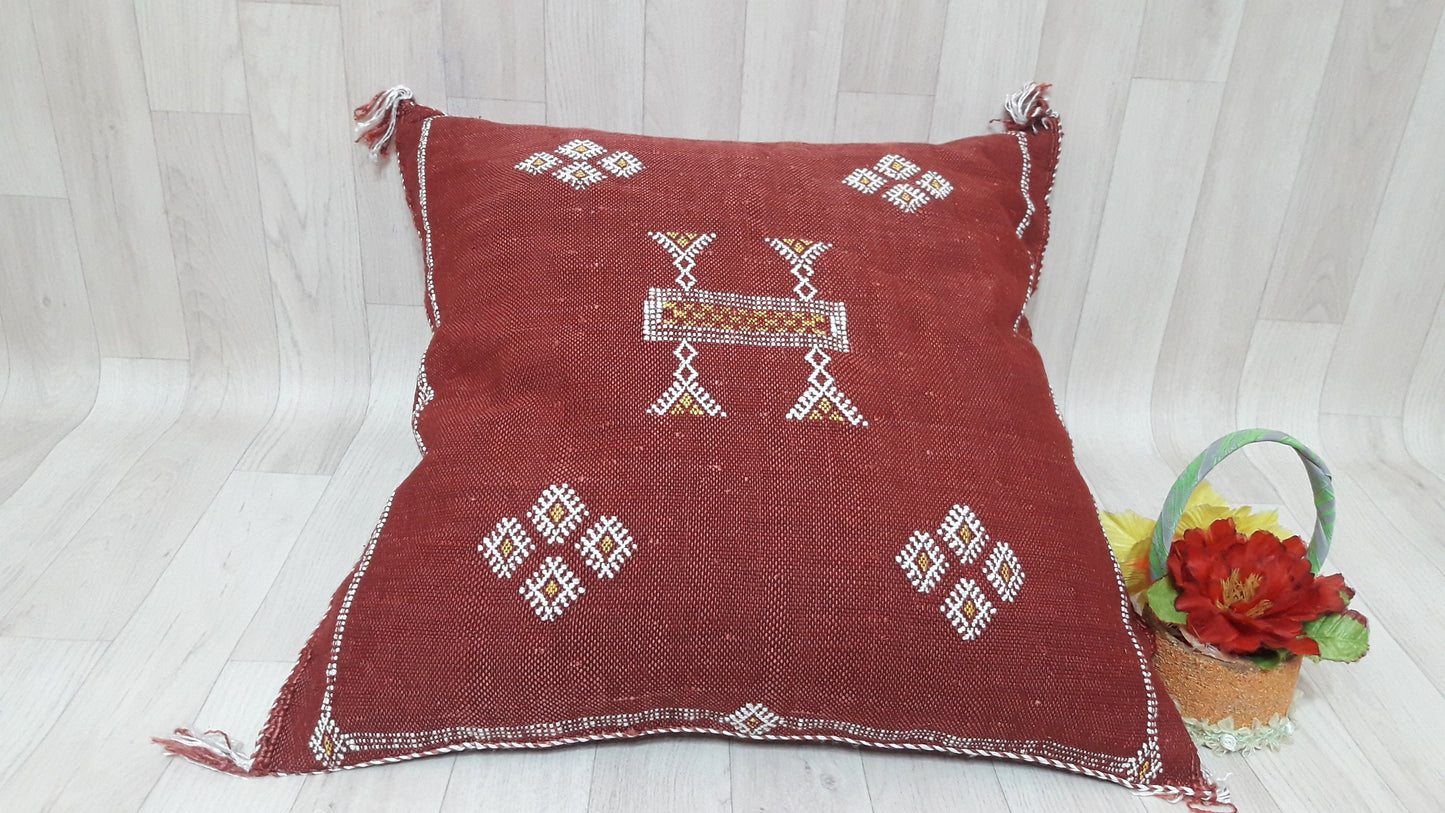 Cactus Silk Lumbar Pillow Cover - Sabra Cushion - Handmade Morocco Pillow -Boho Pillow-Moroccan Pillow-Pillows-Sabra Pillow-Home Decor