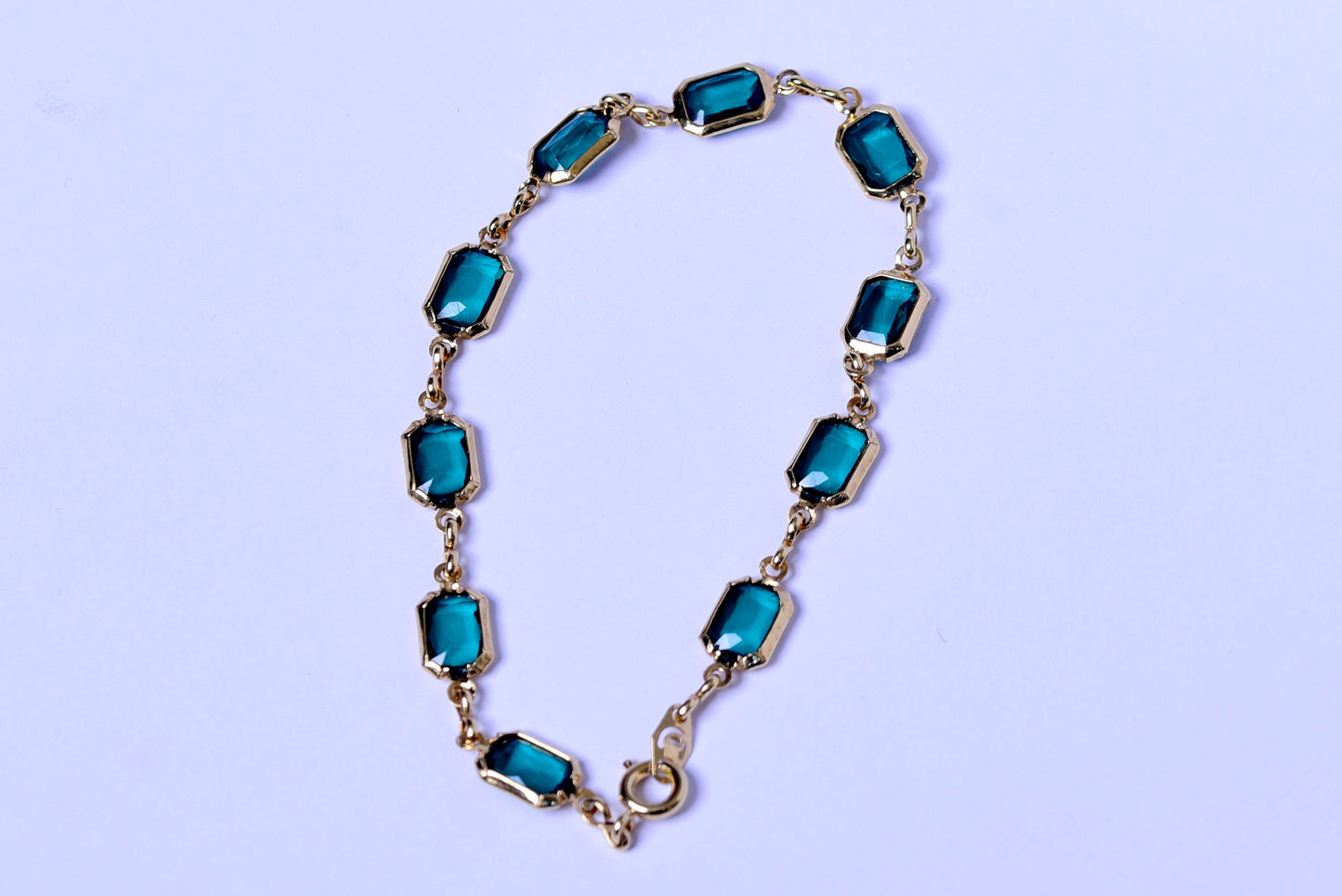 Necklace Gold Filled Dainty Emerald Green Crystal Bracelet Waterproof Stainless Steel , Green Square Hunter Bracelet