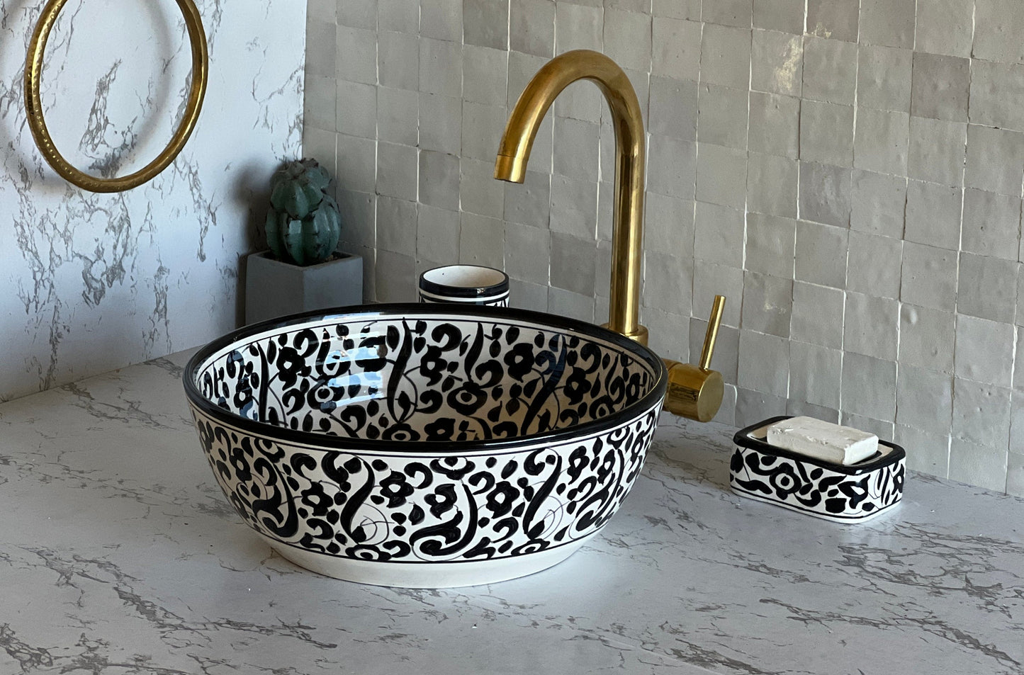 Antique Wash Basin, Vessel Sink, Bathroom Basin, Sink Bowl, Moroccan Handmade Ceramic Basin, Free Gift INCLUDED