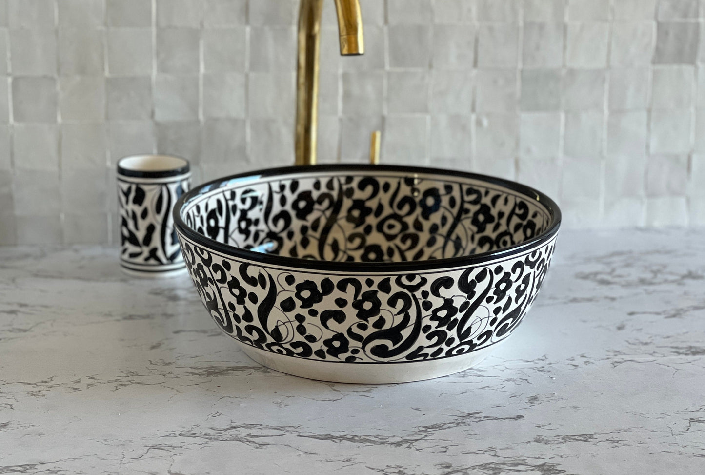 Antique Wash Basin, Vessel Sink, Bathroom Basin, Sink Bowl, Moroccan Handmade Ceramic Basin, Free Gift INCLUDED