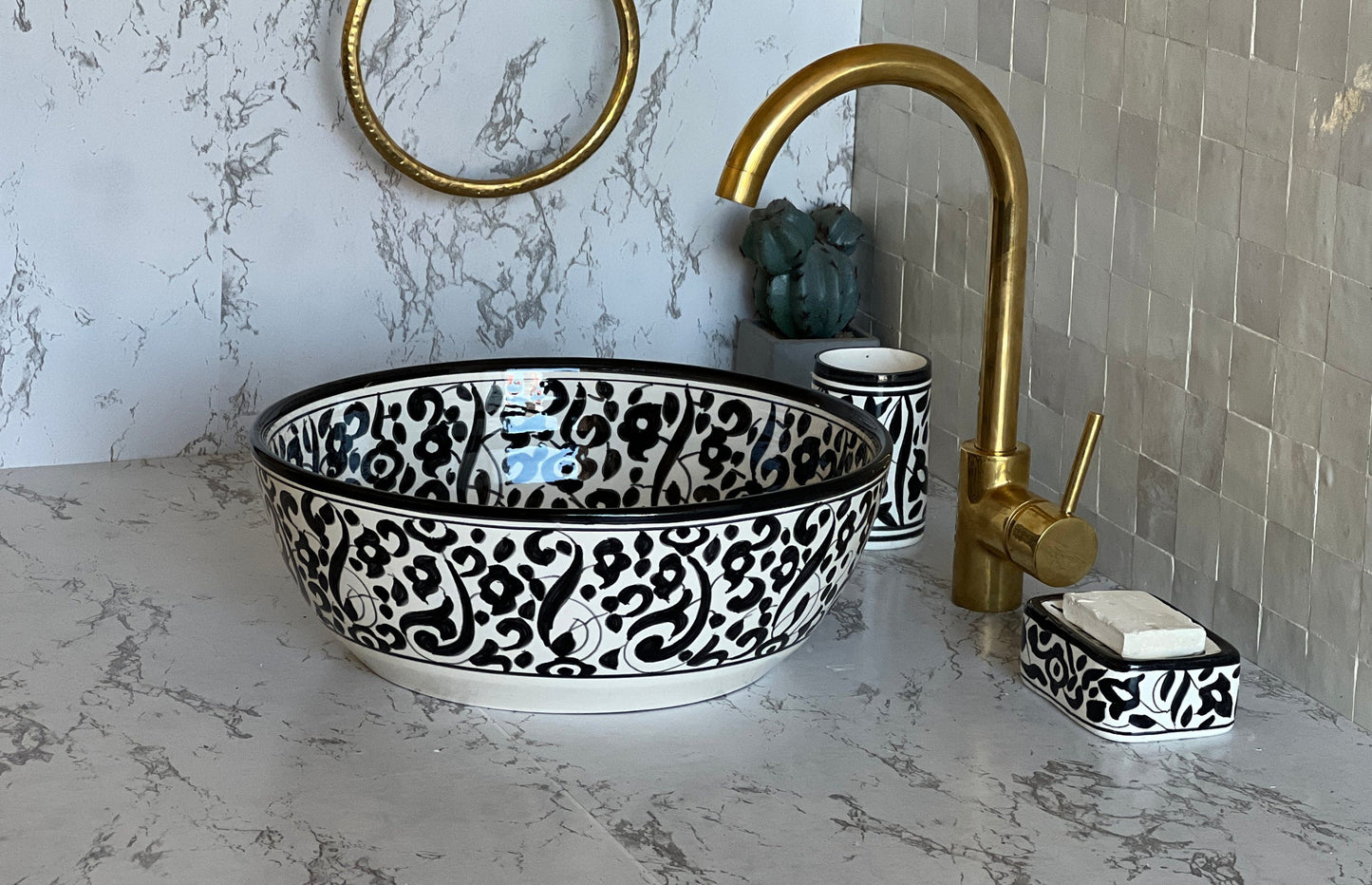 Antique Wash Basin, Vessel Sink, Bathroom Basin, Sink Bowl, Moroccan Handmade Ceramic Basin, Free Gift INCLUDED