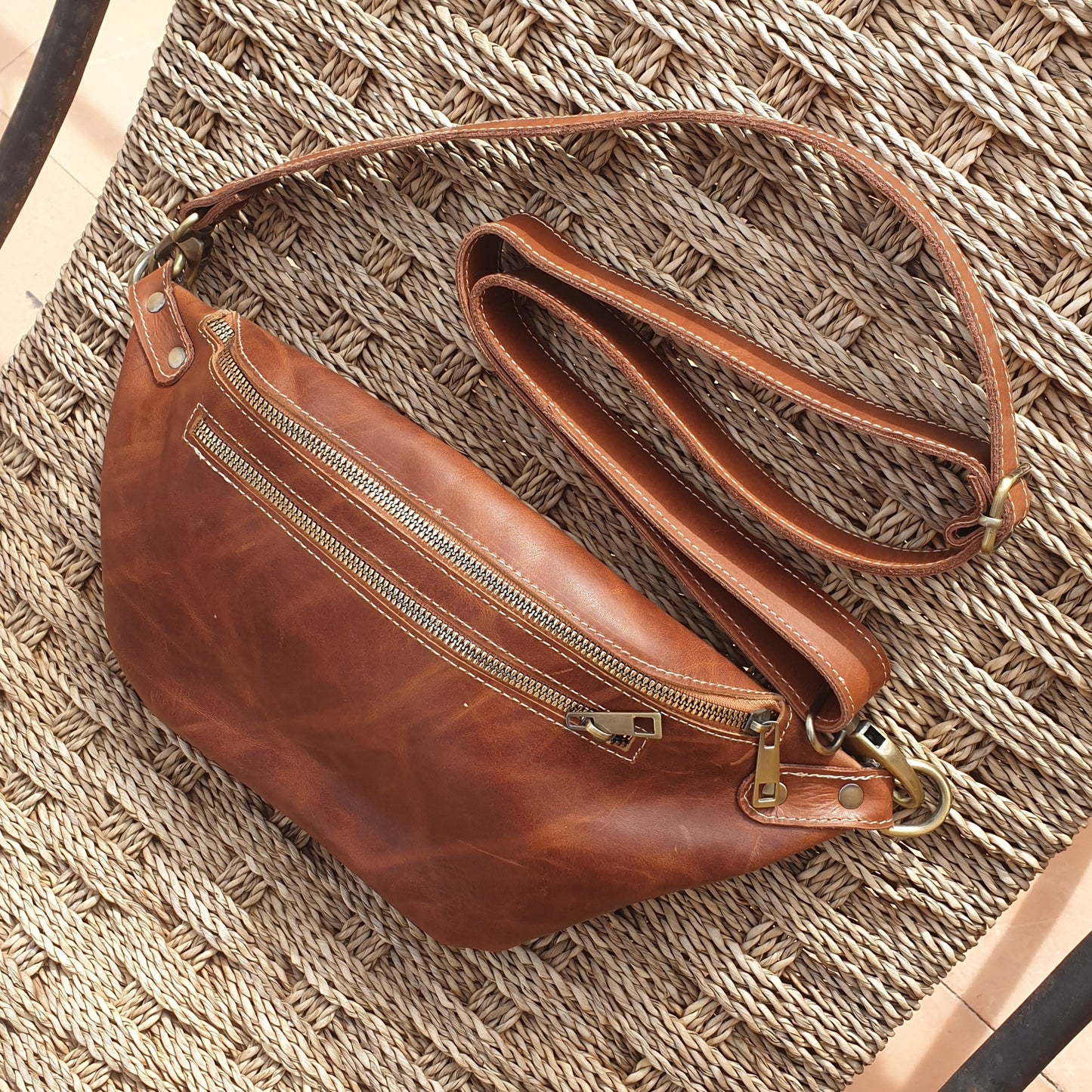 Vintage Brown Leather Fanny Pack Crossbody Women Belt Bag Sling Bag Waist Bag for Men