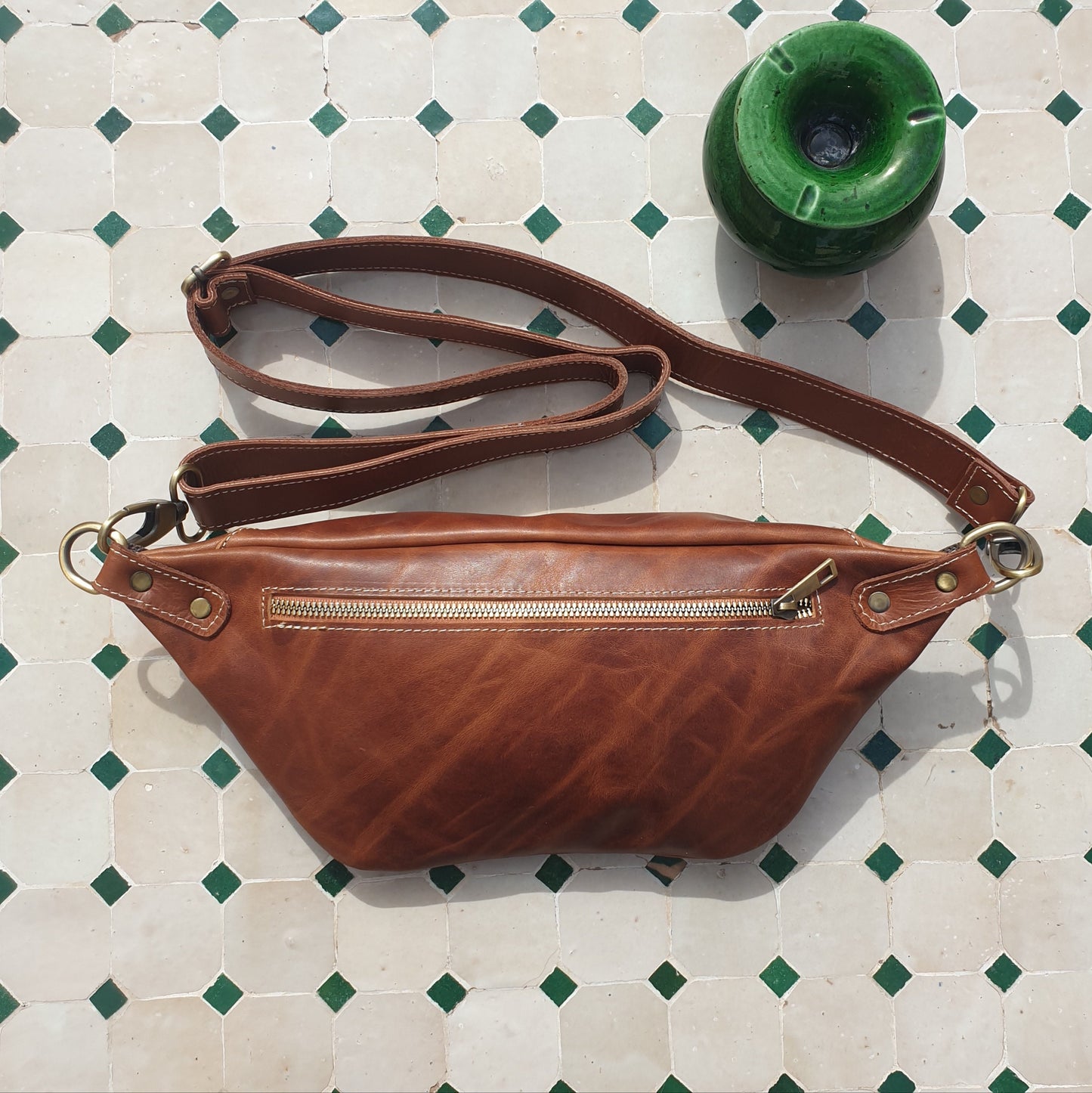 Vintage Brown Leather Fanny Pack Crossbody Women Belt Bag Sling Bag Waist Bag for Men