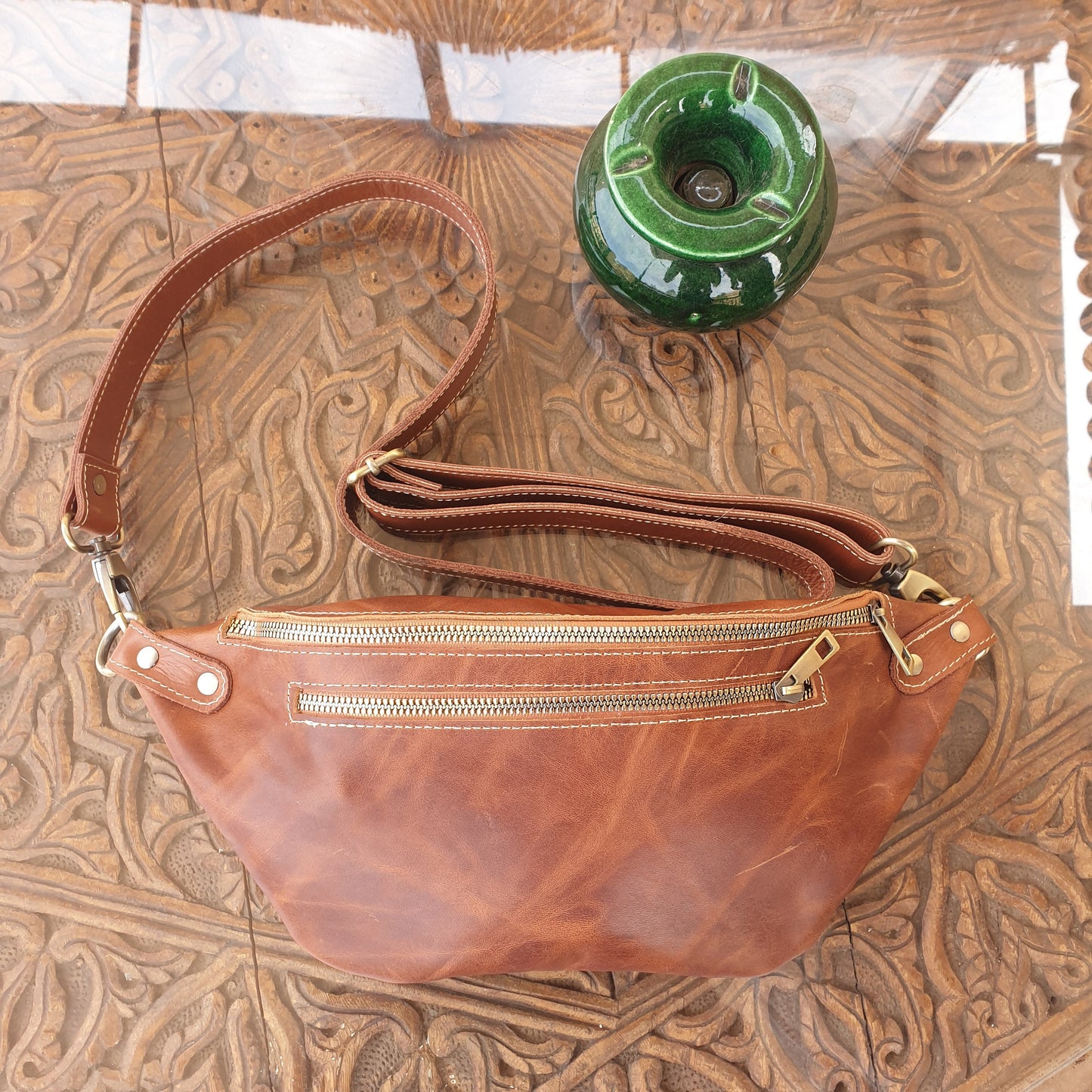 Vintage Brown Leather Fanny Pack Crossbody Women Belt Bag Sling Bag Waist Bag for Men