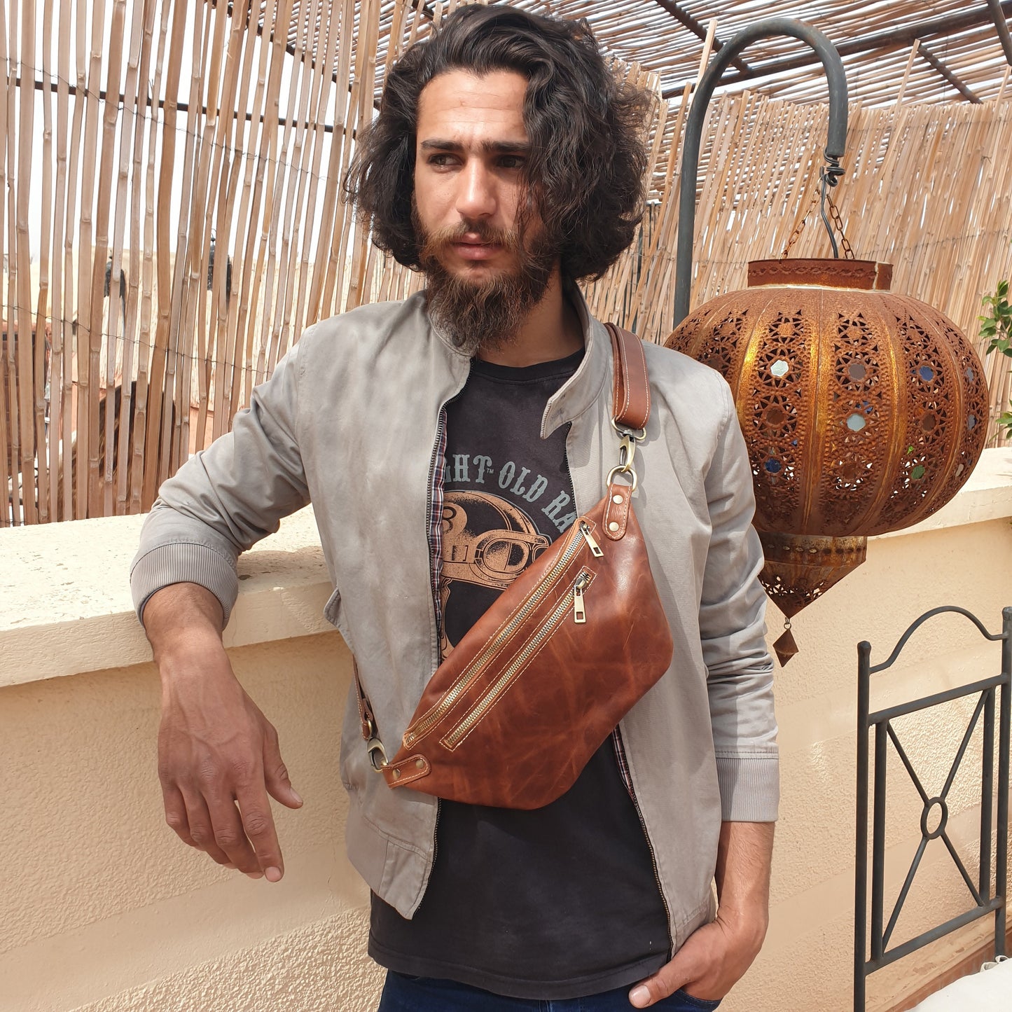 Vintage Brown Leather Fanny Pack Crossbody Women Belt Bag Sling Bag Waist Bag for Men