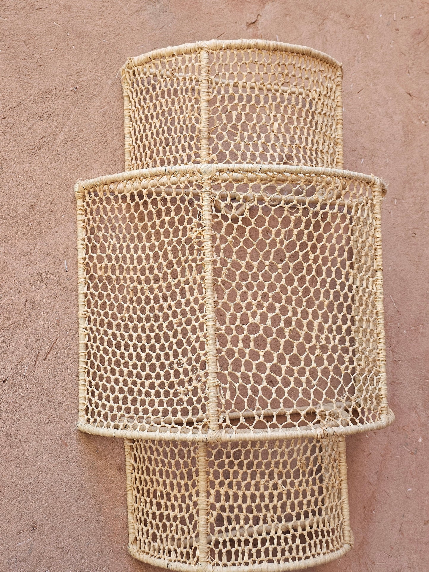 Raffia Wall Light in Honeycomb , Wall Decor Lighting in Raffia , Raffia Sconce