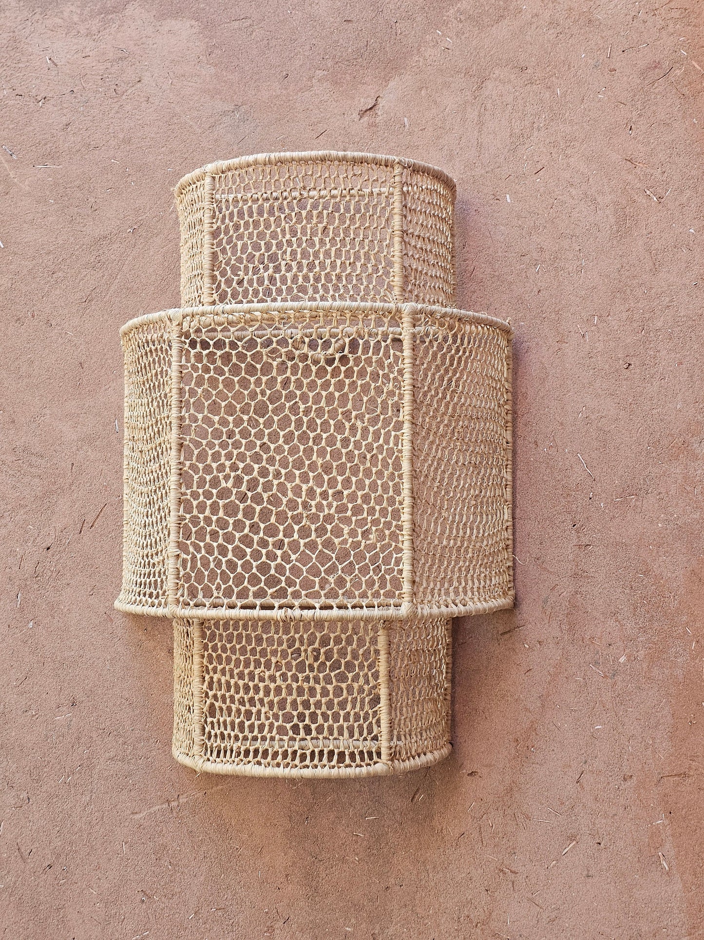 Raffia Wall Light in Honeycomb , Wall Decor Lighting in Raffia , Raffia Sconce