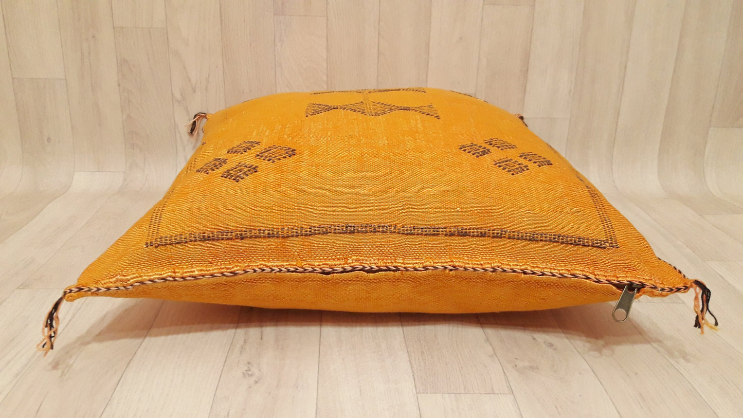 Cactus Silk Pillow Cover, Moroccan Boho Throw Pillow ,Hand Woven Berber Pillow, Sabra Cactus Silk Cushion Cover,Pillow,Cushion.Home Decor