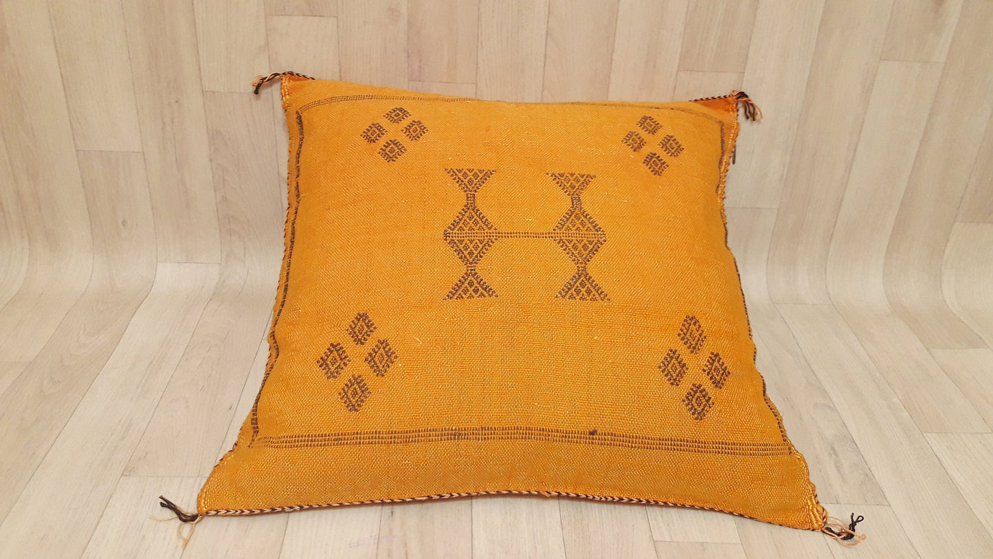 Cactus Silk Pillow Cover, Moroccan Boho Throw Pillow ,Hand Woven Berber Pillow, Sabra Cactus Silk Cushion Cover,Pillow,Cushion.Home Decor