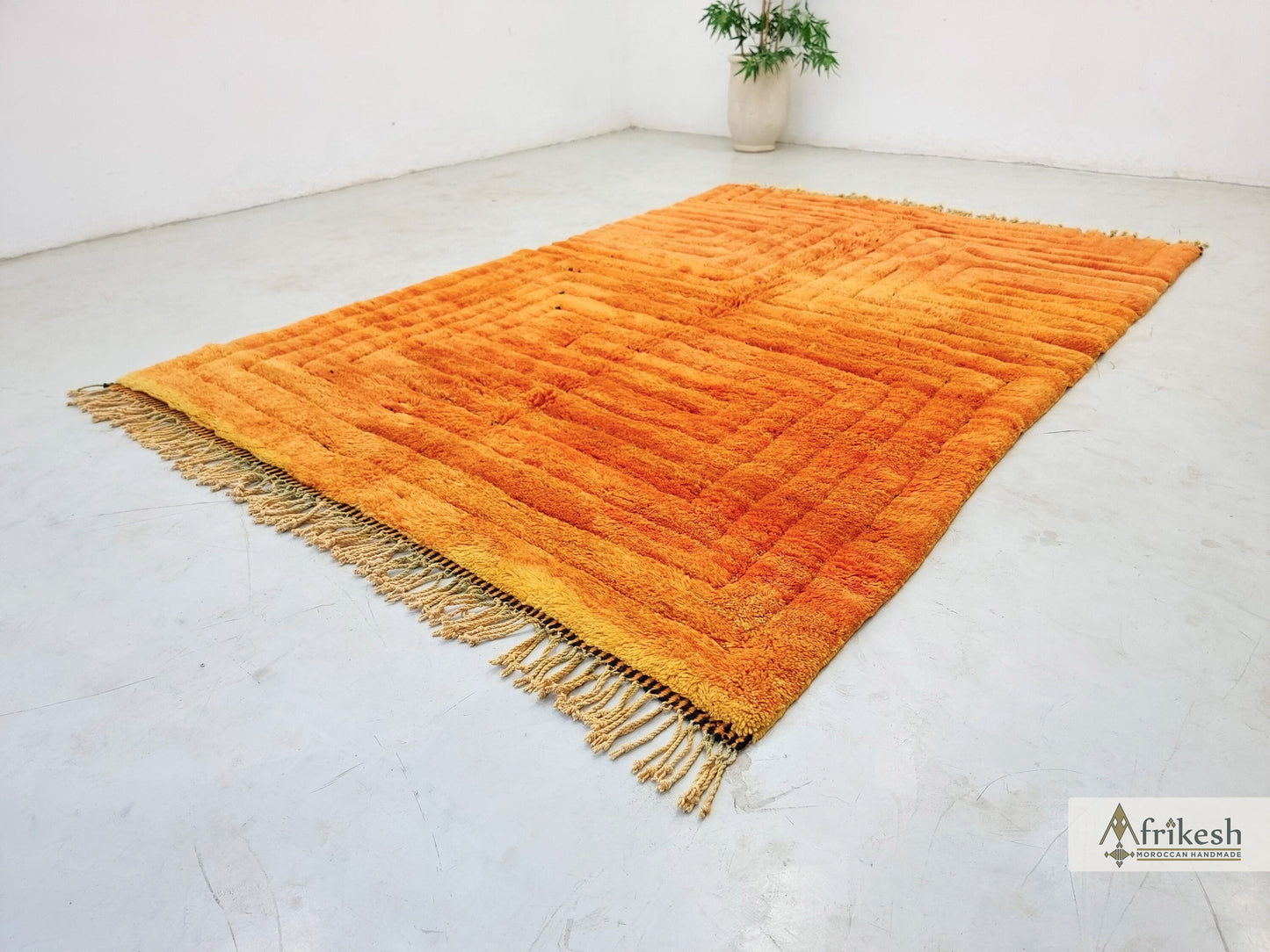 TUFTED MRIRT RUG 6X10, Woven Moroccan Rug, Soft Bright Orange Rug, High Quality Mrirt Design, Berber Carpet, Shag Rug for Living Room.
