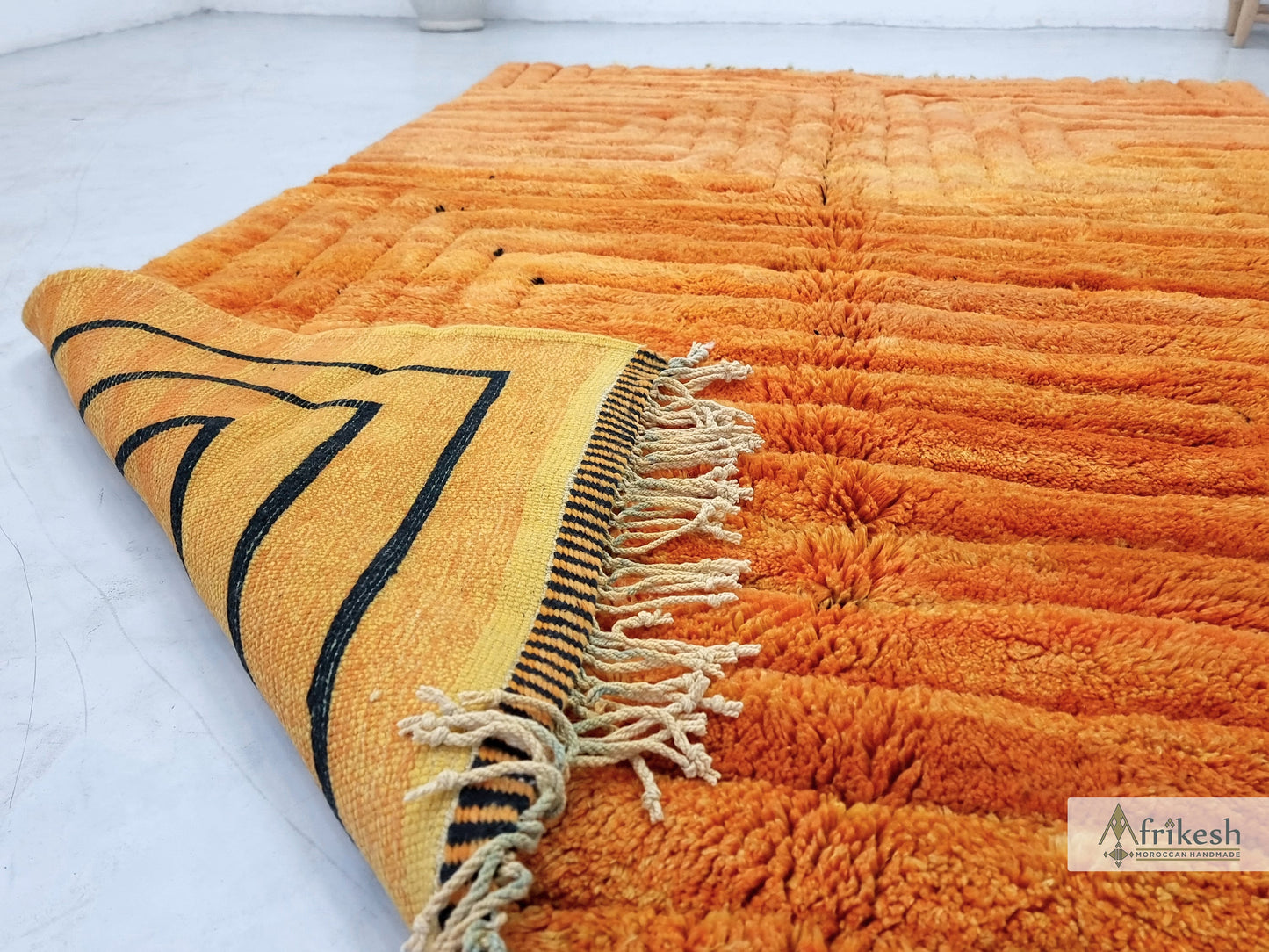 TUFTED MRIRT RUG 6X10, Woven Moroccan Rug, Soft Bright Orange Rug, High Quality Mrirt Design, Berber Carpet, Shag Rug for Living Room.