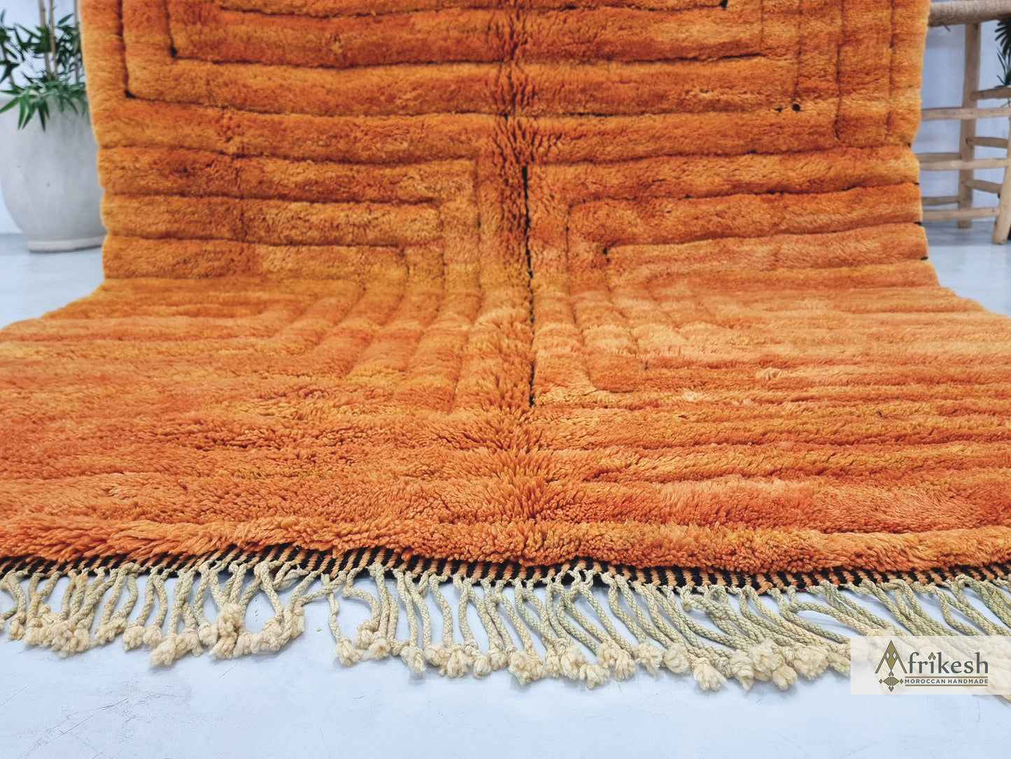 TUFTED MRIRT RUG 6X10, Woven Moroccan Rug, Soft Bright Orange Rug, High Quality Mrirt Design, Berber Carpet, Shag Rug for Living Room.