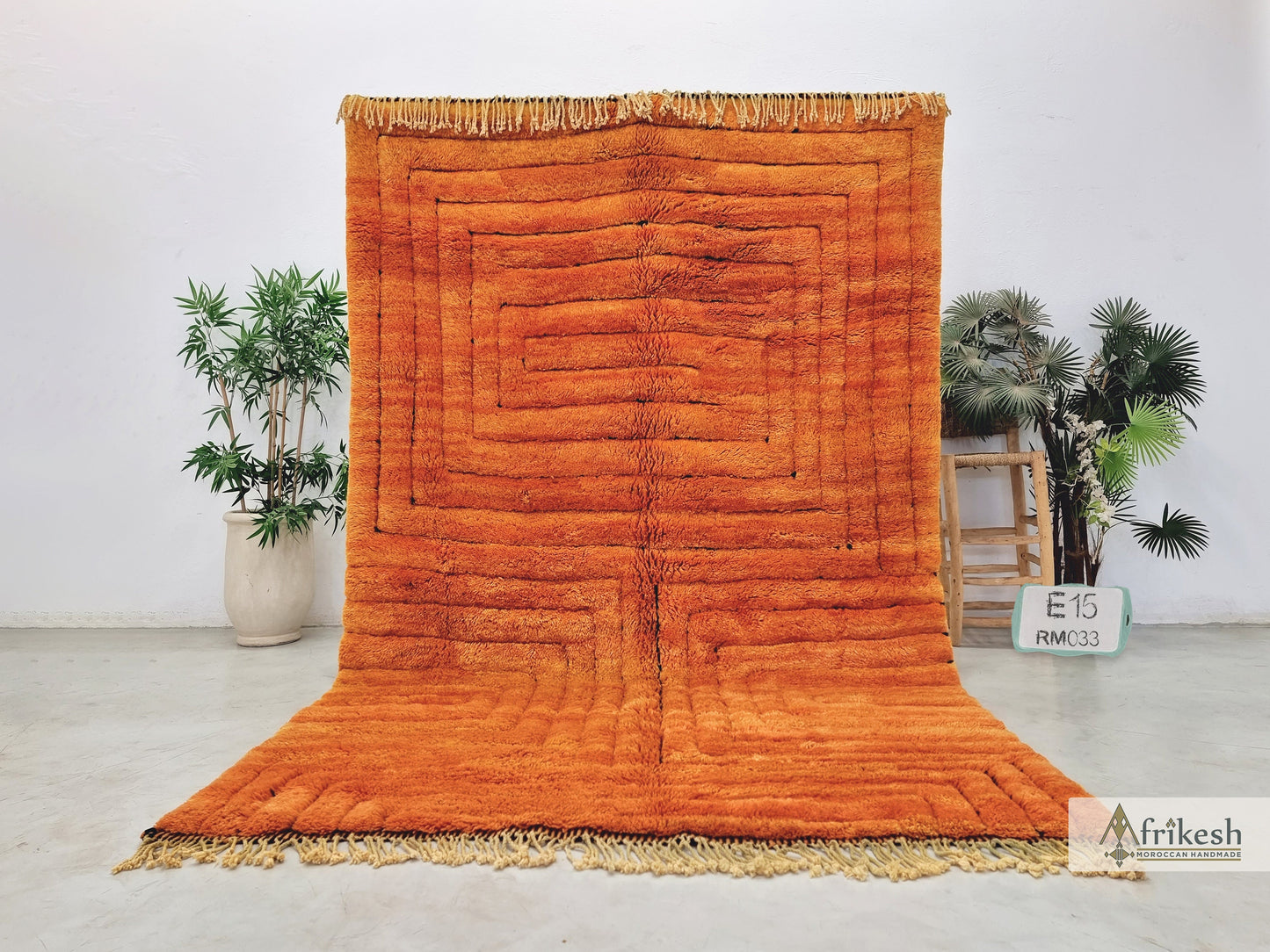 TUFTED MRIRT RUG 6X10, Woven Moroccan Rug, Soft Bright Orange Rug, High Quality Mrirt Design, Berber Carpet, Shag Rug for Living Room.